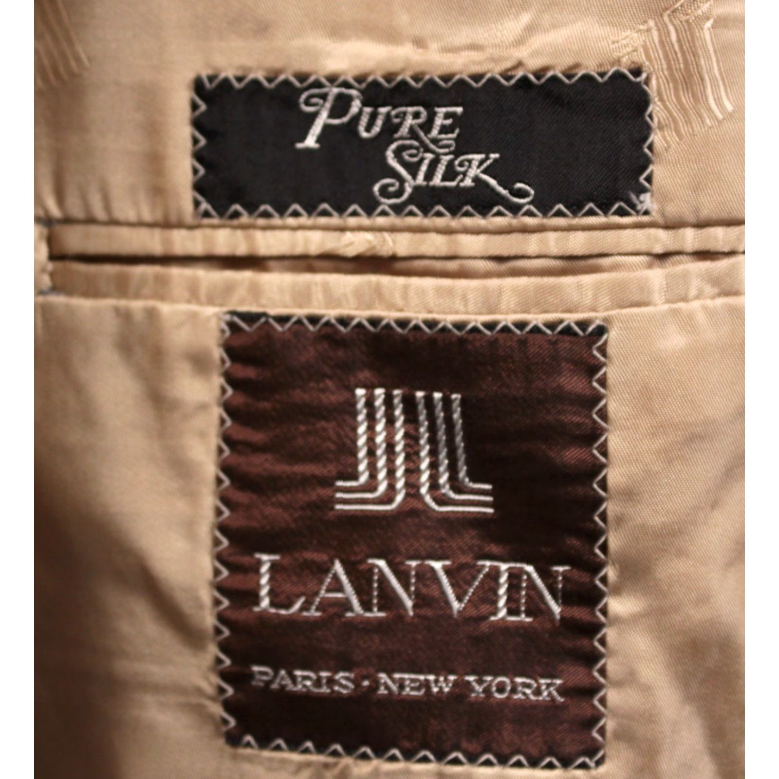 Lanvin VTG Lanvin Beige Houndstooth Silk Blazer / Jacket Mens 44 70s 70s Blazer / Jacket Beige Lanvin Houndstooth Silk VTG Blazer Mens 44 1970s Size 44R - 4 Thumbnail