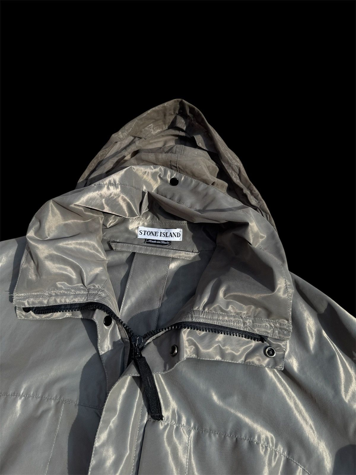 Stone Island 🩶 Stone Island Vintage Regenmantel/Jacke (M) Silbergrau Size 50R - 2 Thumbnail