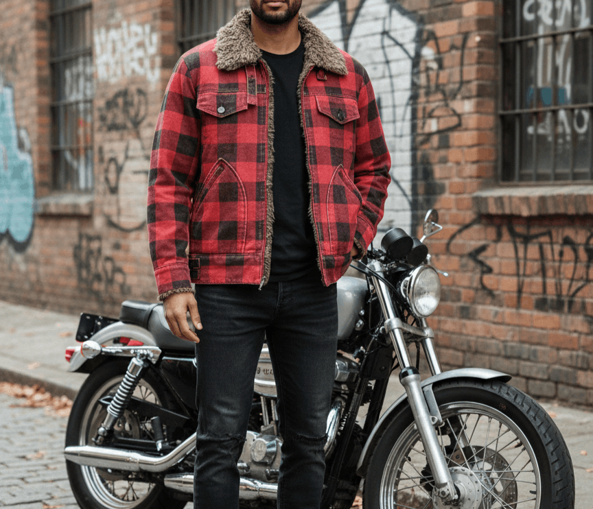 Vintage Vintage Woolrich buffalo plaid fur canvas biker jacket Size US XL / EU 56 / 4 - 8 Thumbnail