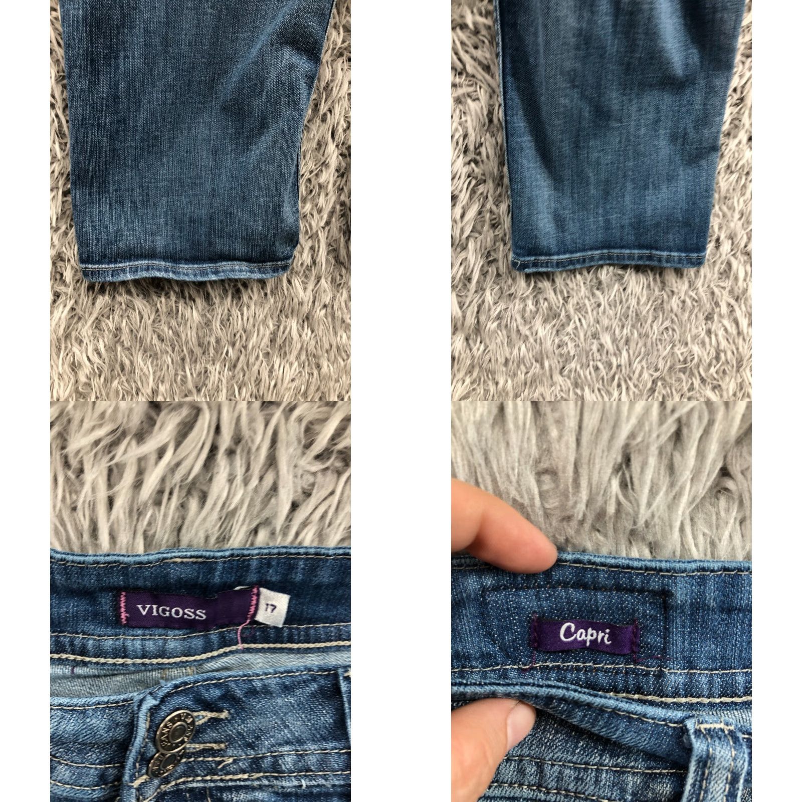 Vintage VIGOSS Capri Jeans Womens Juniors Size 17 Medium Wash Blue Size 38" / US 16 / IT 52 - 8 Thumbnail