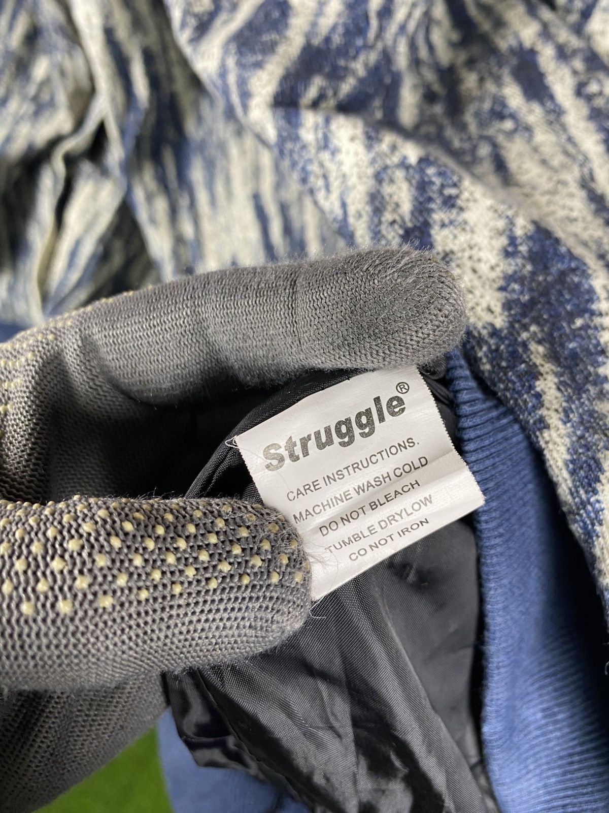Vintage Struggle Abstract Pattern Jacket Blue Cream Snap Button Size US XL / EU 56 / 4 - 13 Thumbnail