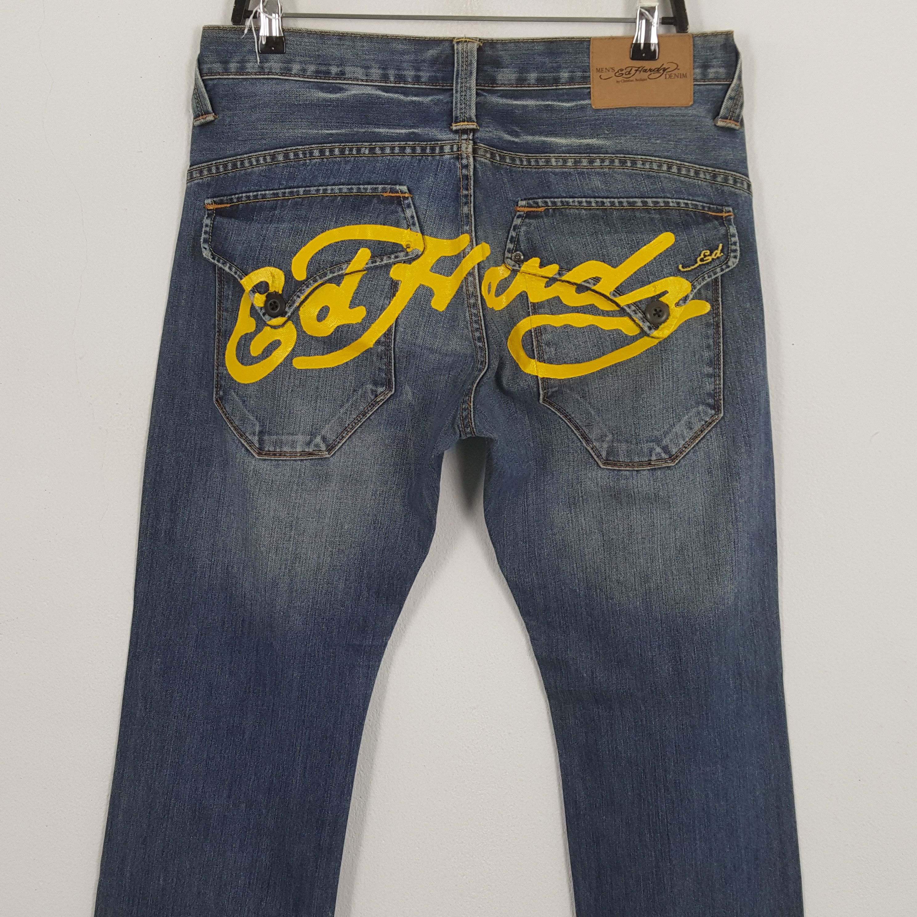 Christian Audigier × Ed Hardy × Vintage ED HARDY by Christian Audigier Rare Pocket Custom Art Jeans Size US 32 / EU 48 - 2 Thumbnail