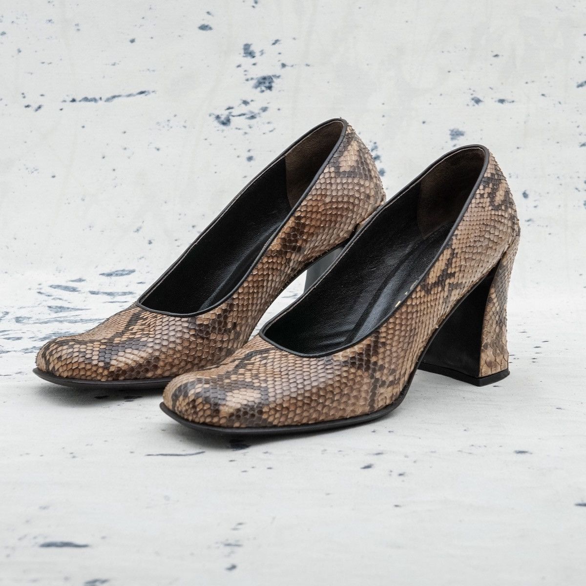 Prada WomenS Pyton Skin Leather Brown Heels Shoes, Women's (Size 6.5)