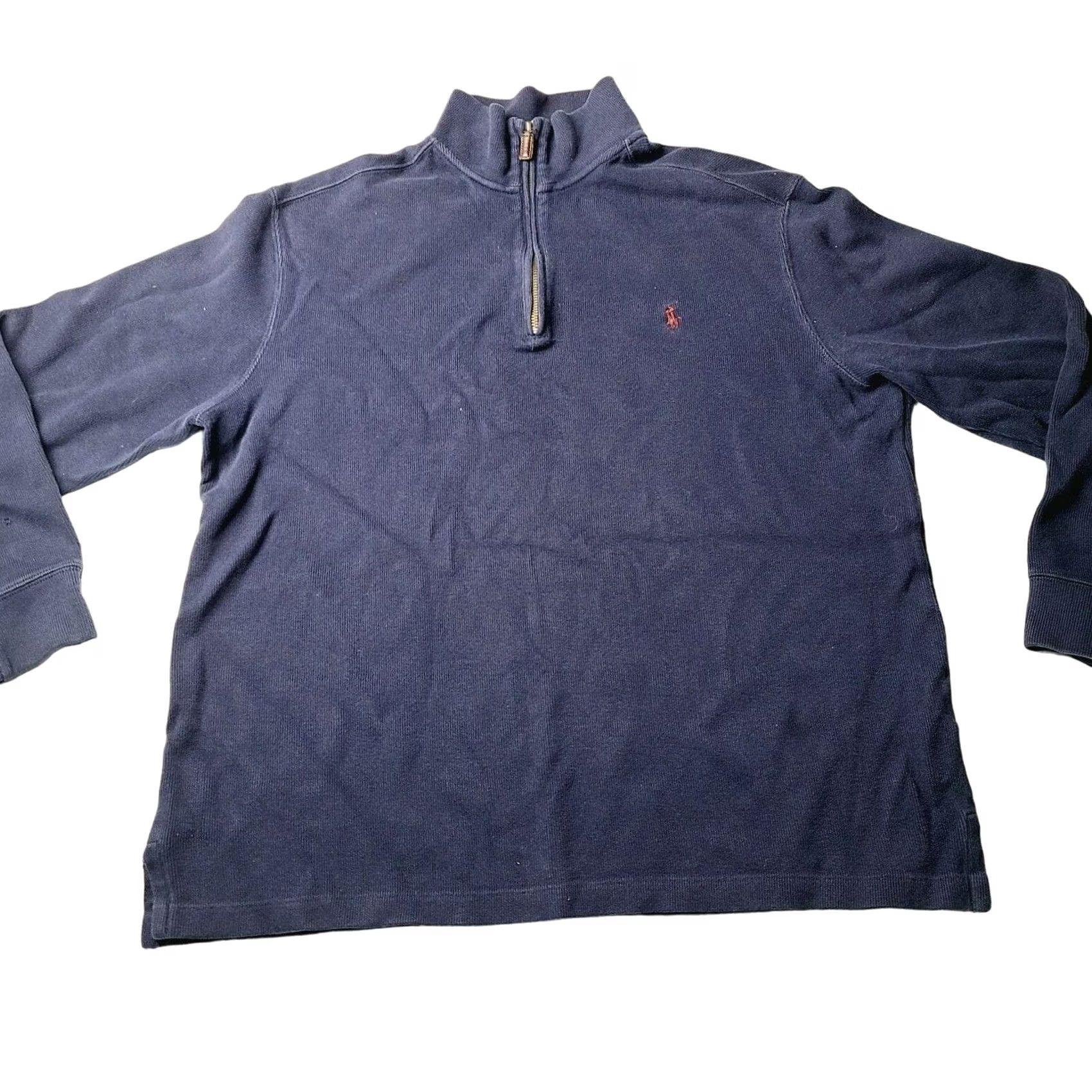 Polo Ralph Lauren Polo Ralph Lauren Sweater Mens Large Navy 1/4 Zip Pullover Dark Blue Knit Mock Neck Logo Pony Size US L / EU 52-54 / 3 - 2 Thumbnail