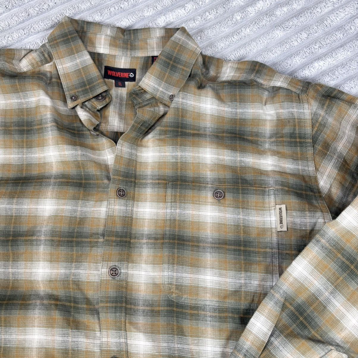 Wolverine Wolverine Olive Green Brown Cream Plaid Cotton Button XL Size US XL / EU 56 / 4 - 11 Thumbnail