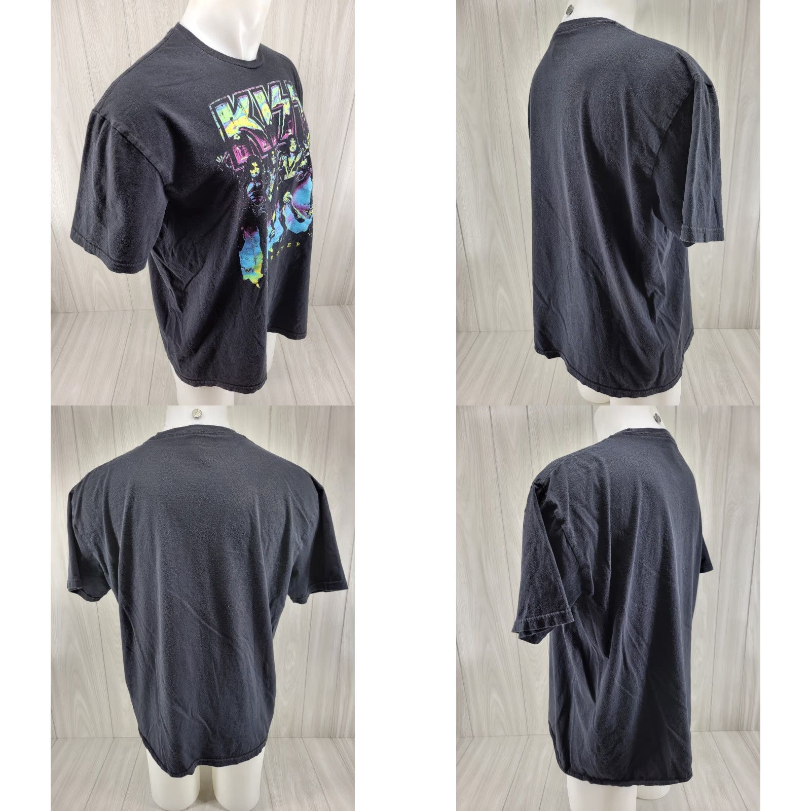 Vintage KISS Destroyer T-Shirt XL Black Neon Distressed Logo Crew Neck Short Sleeve Men Size US XL / EU 56 / 4 - 8 Thumbnail