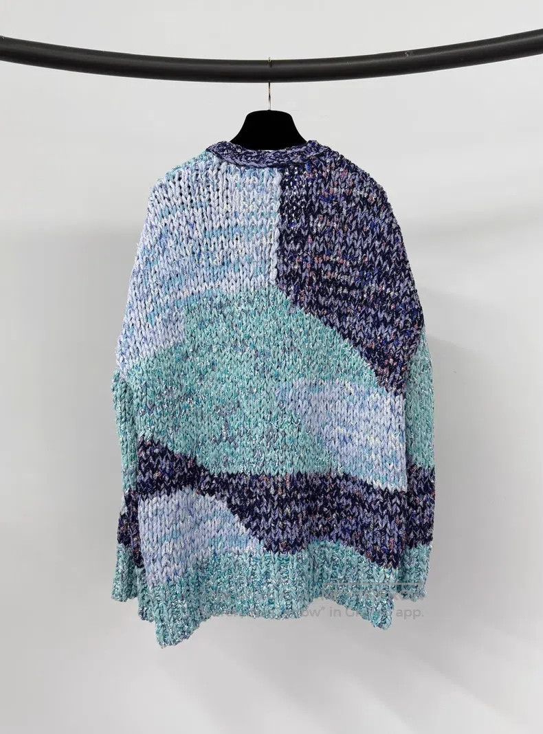 Chanel Chanel 23P blue thick line silhouette knitted cardigan coa Size XS / US 0-2 / IT 36-38 - 4 Thumbnail