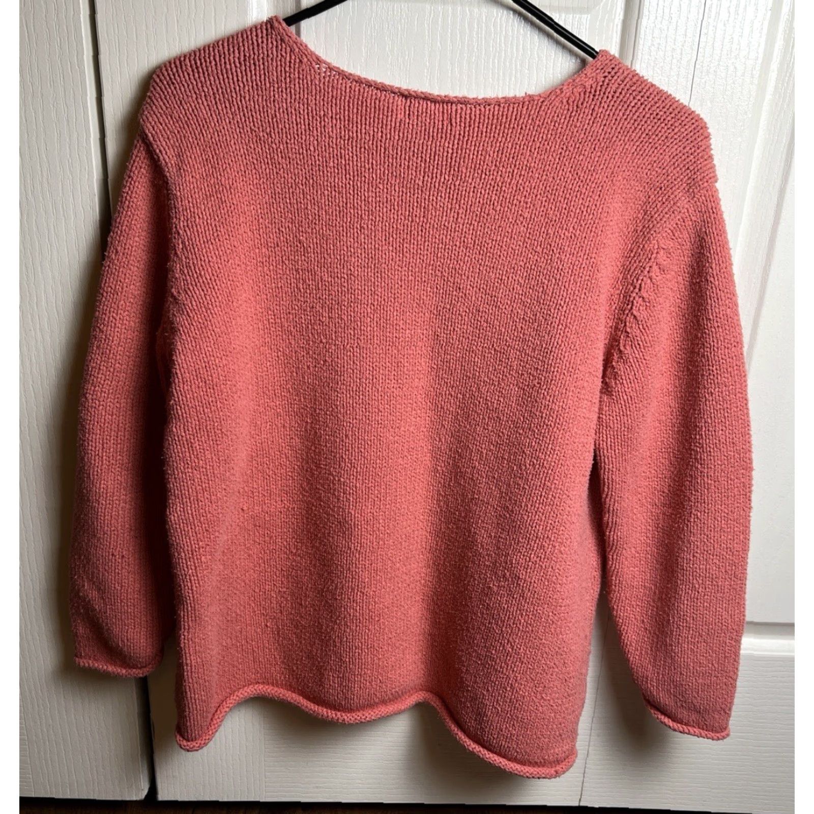 Vintage VINTAGE L.L. Bean Women’s Pink Silk Blend V Neck Chunky Knit Sweater Size Medium Size M / US 6-8 / IT 42-44 - 4 Thumbnail