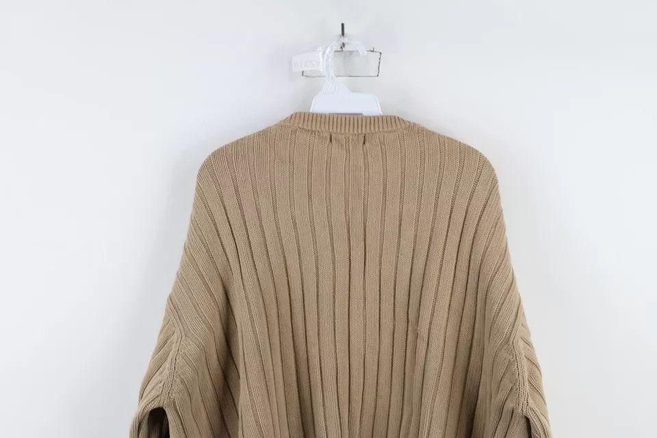 Vintage Vintage 90s Streetwear Ribbed Knit Crewneck Sweater Beige Size US XXL / EU 58 / 5 - 12 Thumbnail