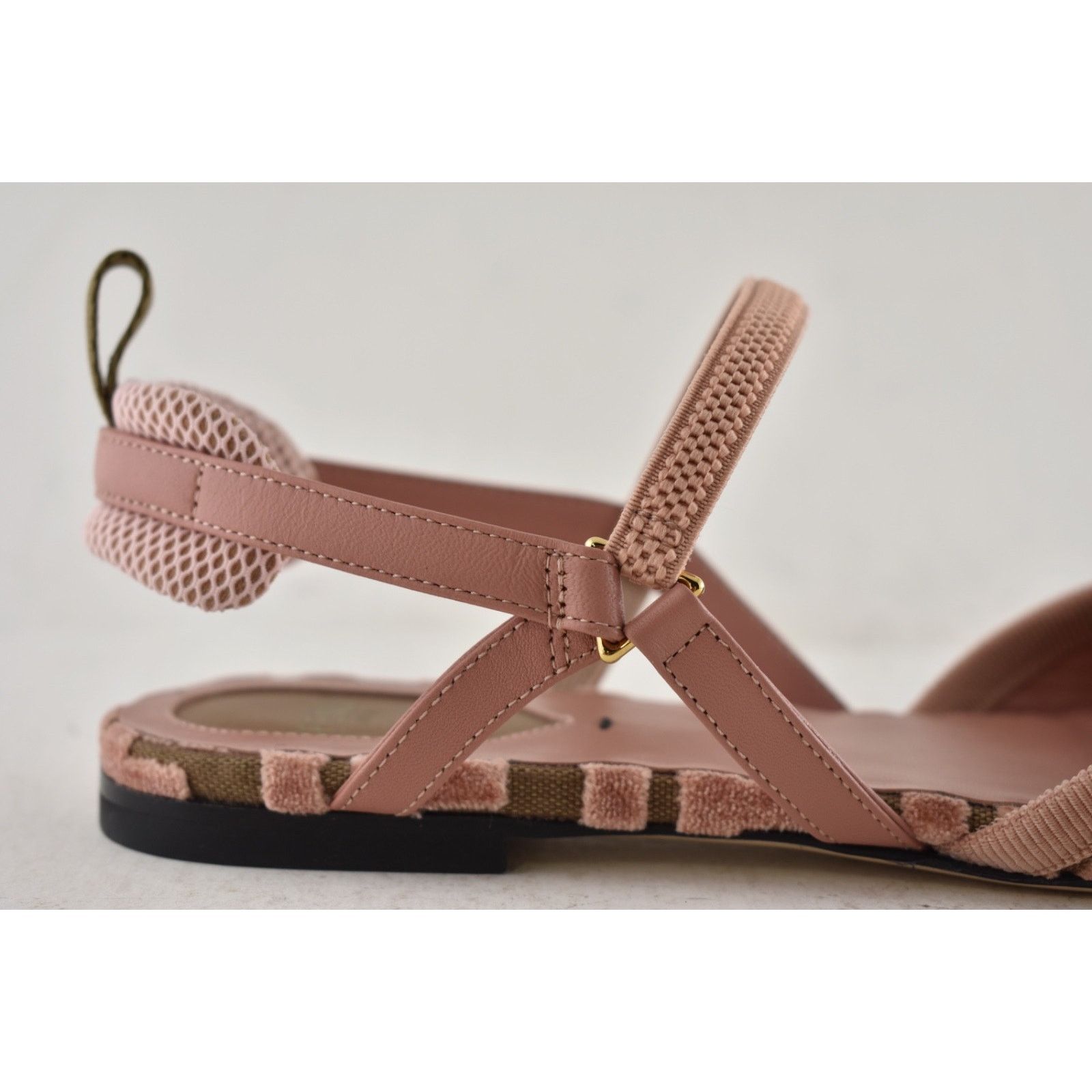Fendi Fendi Colibri Lite Pink Beige Velvet FF Logo Flats 37.5 Size US 7.5 / IT 37.5 - 8 Thumbnail