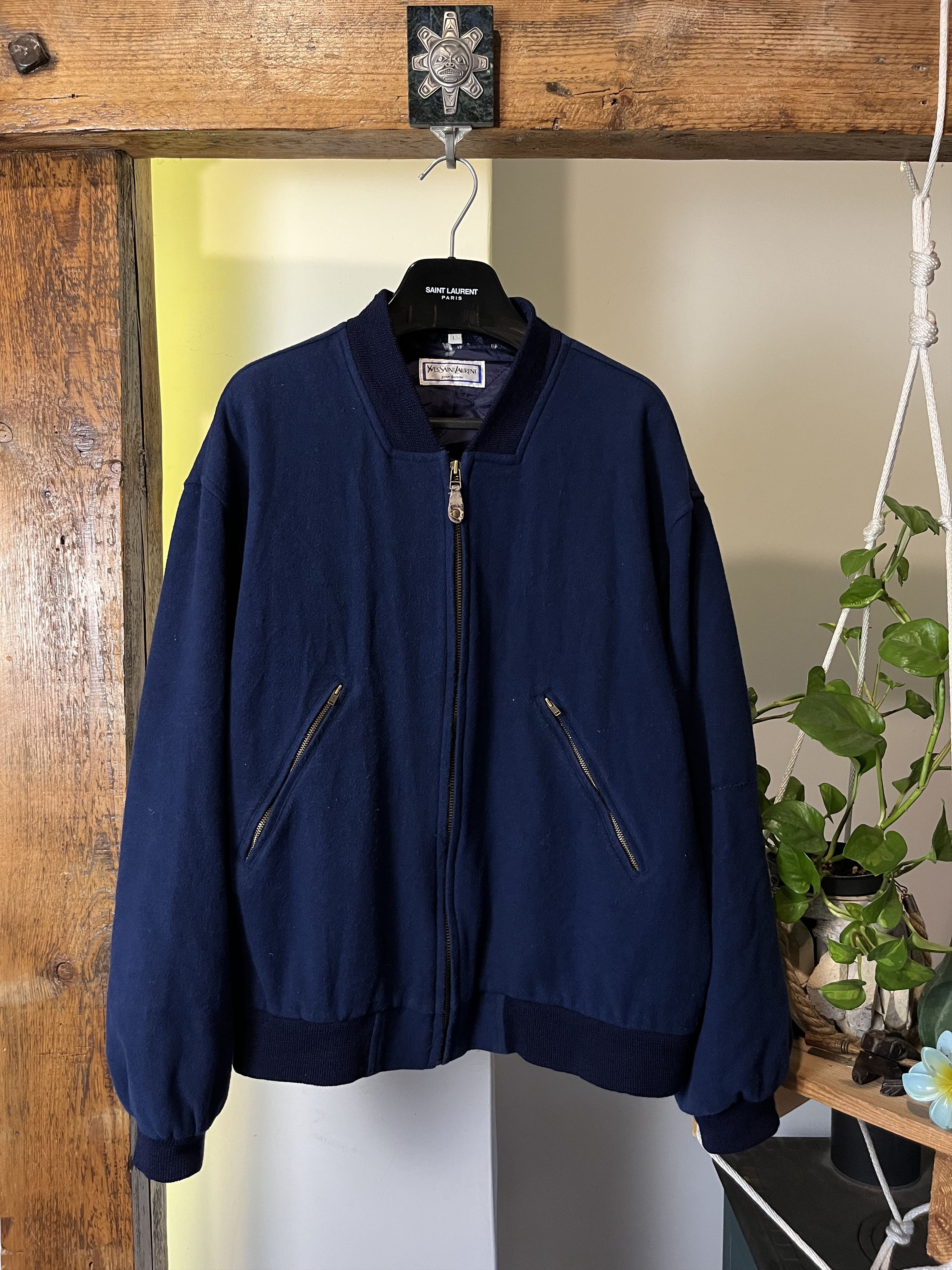 Vintage 90s Yves Saint Laurent YSL Wool Bomber Jacket