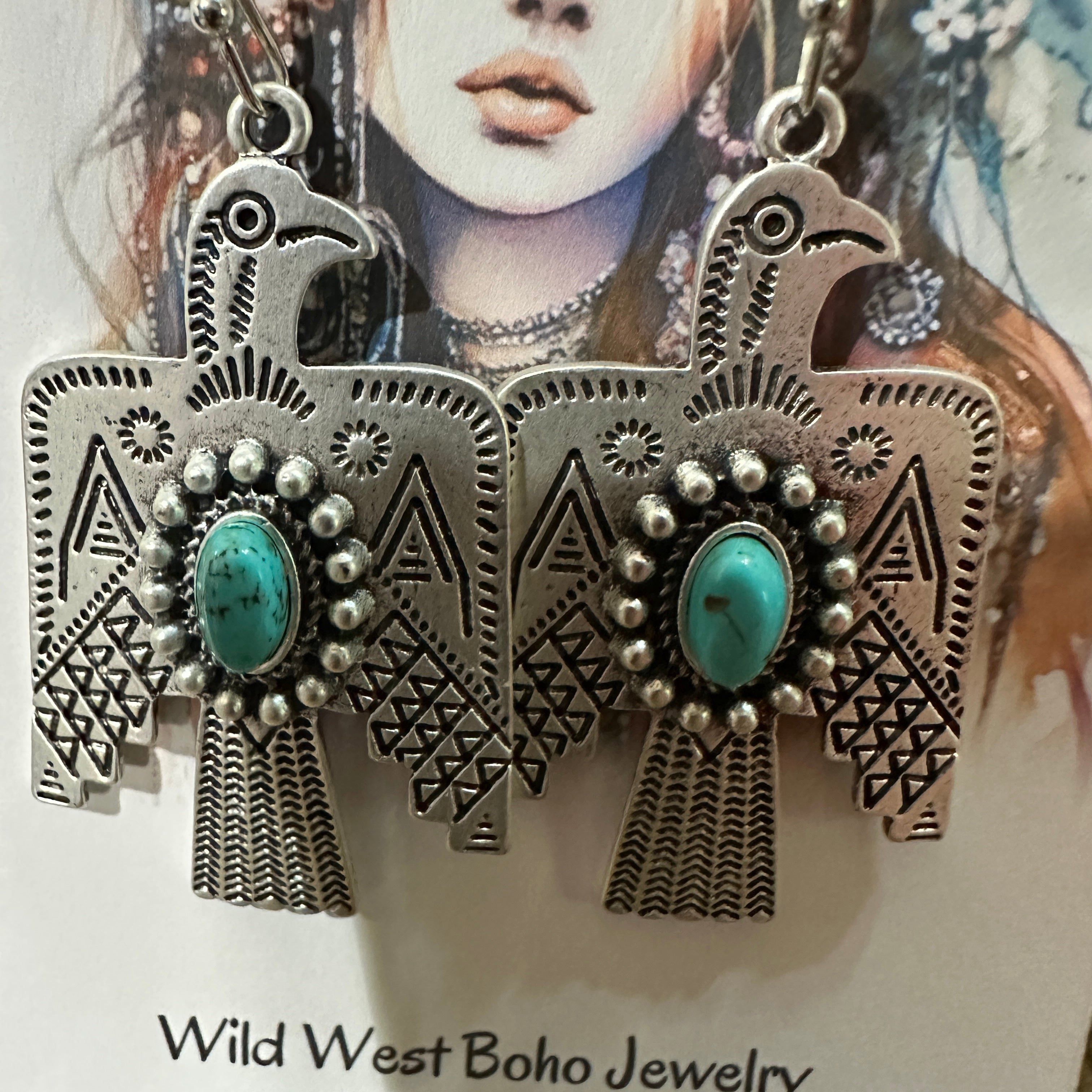 Other Thunderbird Turquoise Earrings , Native American Wire Thunde Size ONE SIZE - 8 Thumbnail