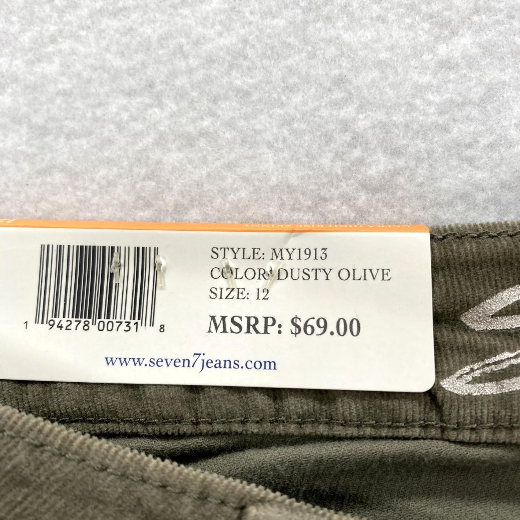 Vintage Seven7 Corduroy Skinny Pants Womens 12 Dusty Olive Ultra High Rise Stretch NWT Pants Size 34" / US 12 / IT 48 - 5 Thumbnail