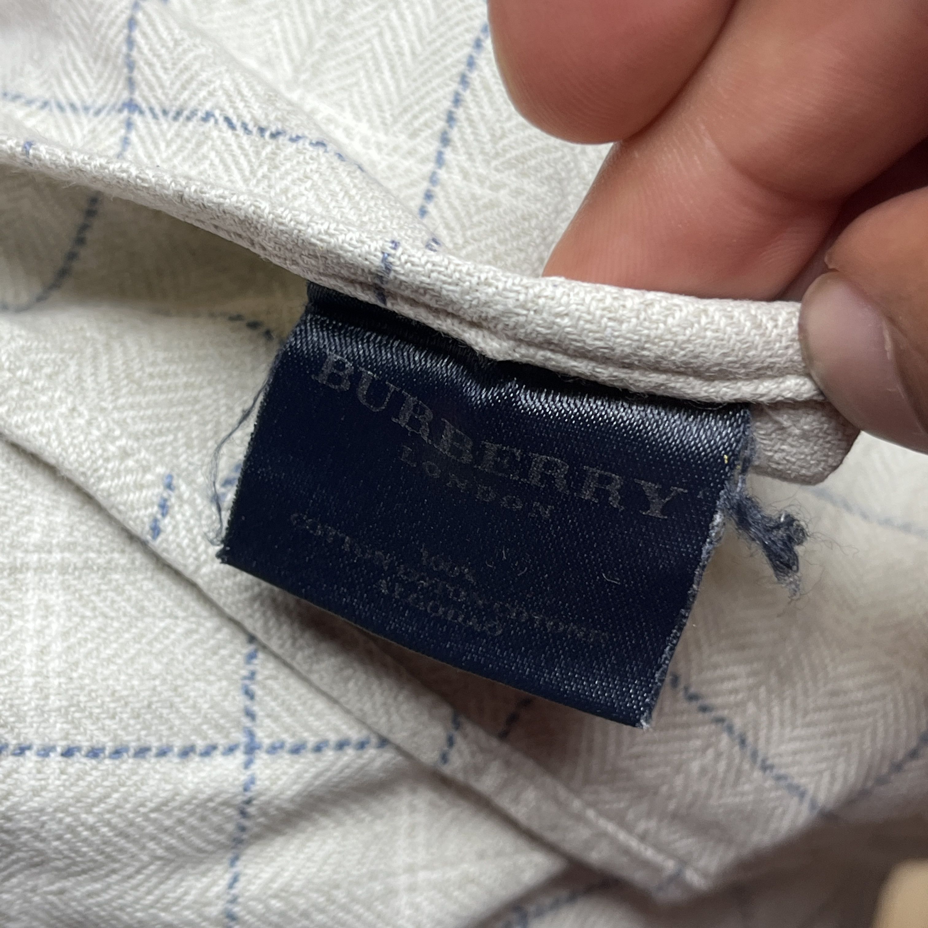 Burberry London Beige Blue Grid Cotton Size 38 (S-M) Size US M / EU 48-50 / 2 - 8 Thumbnail
