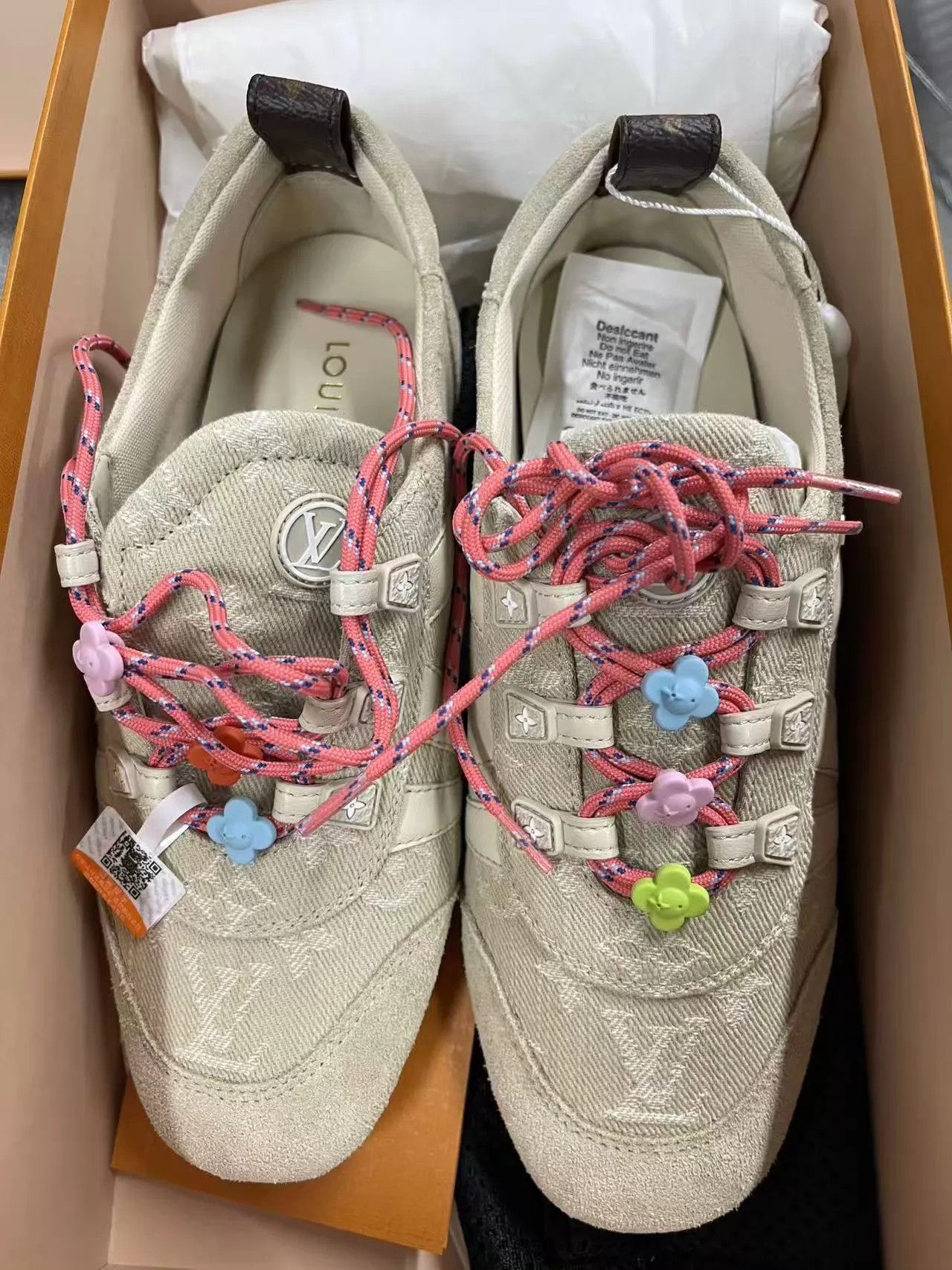 Louis Vuitton LV New Denim & Suede Deconstructed Trainer Beige 35.5 Size US 5 / IT 35 - 1 Thumbnail