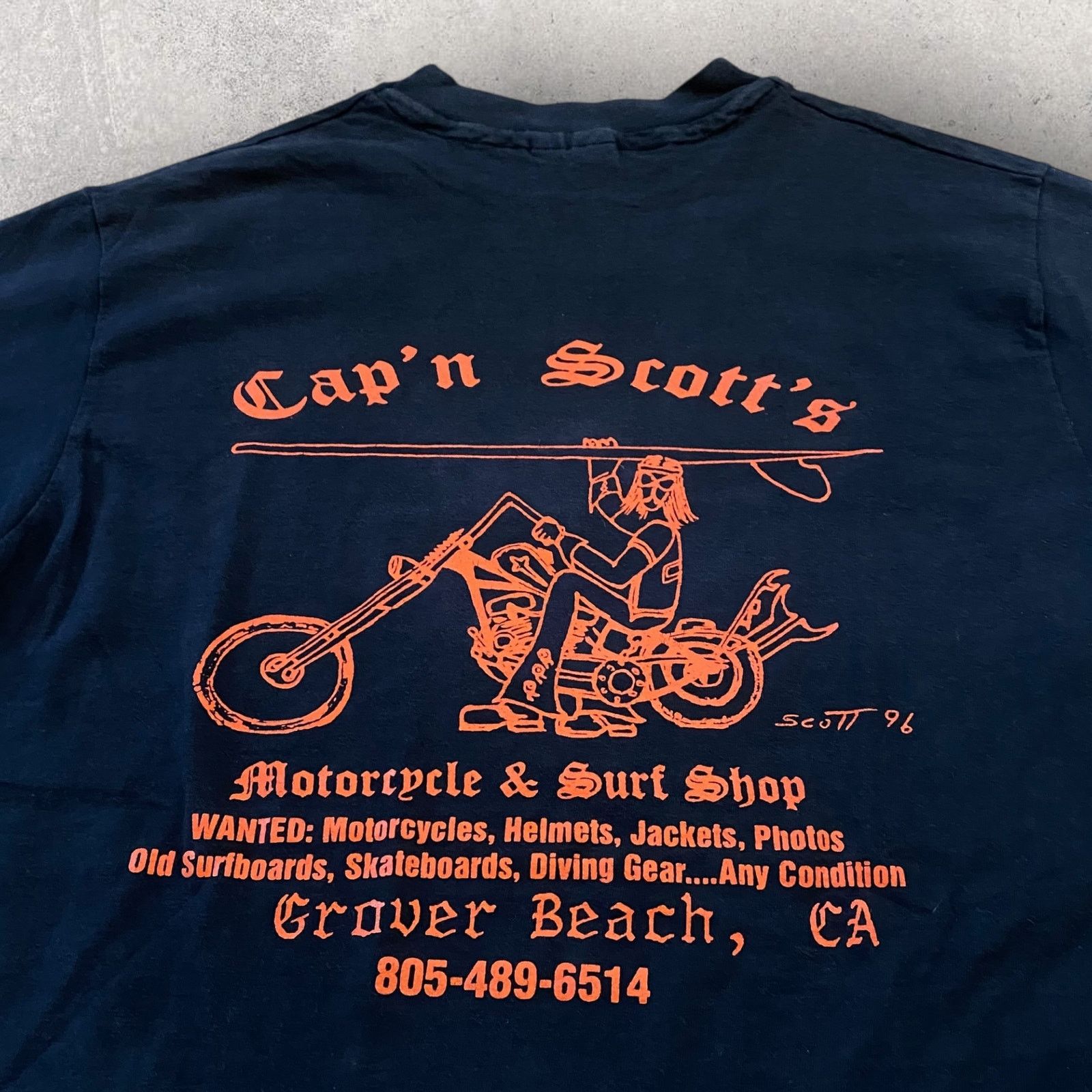 Harley Davidson × Vintage Vintage 90s Cap'n Scott's Motorcycle & Surf Shop T Shirt Size US L / EU 52-54 / 3 - 5 Thumbnail