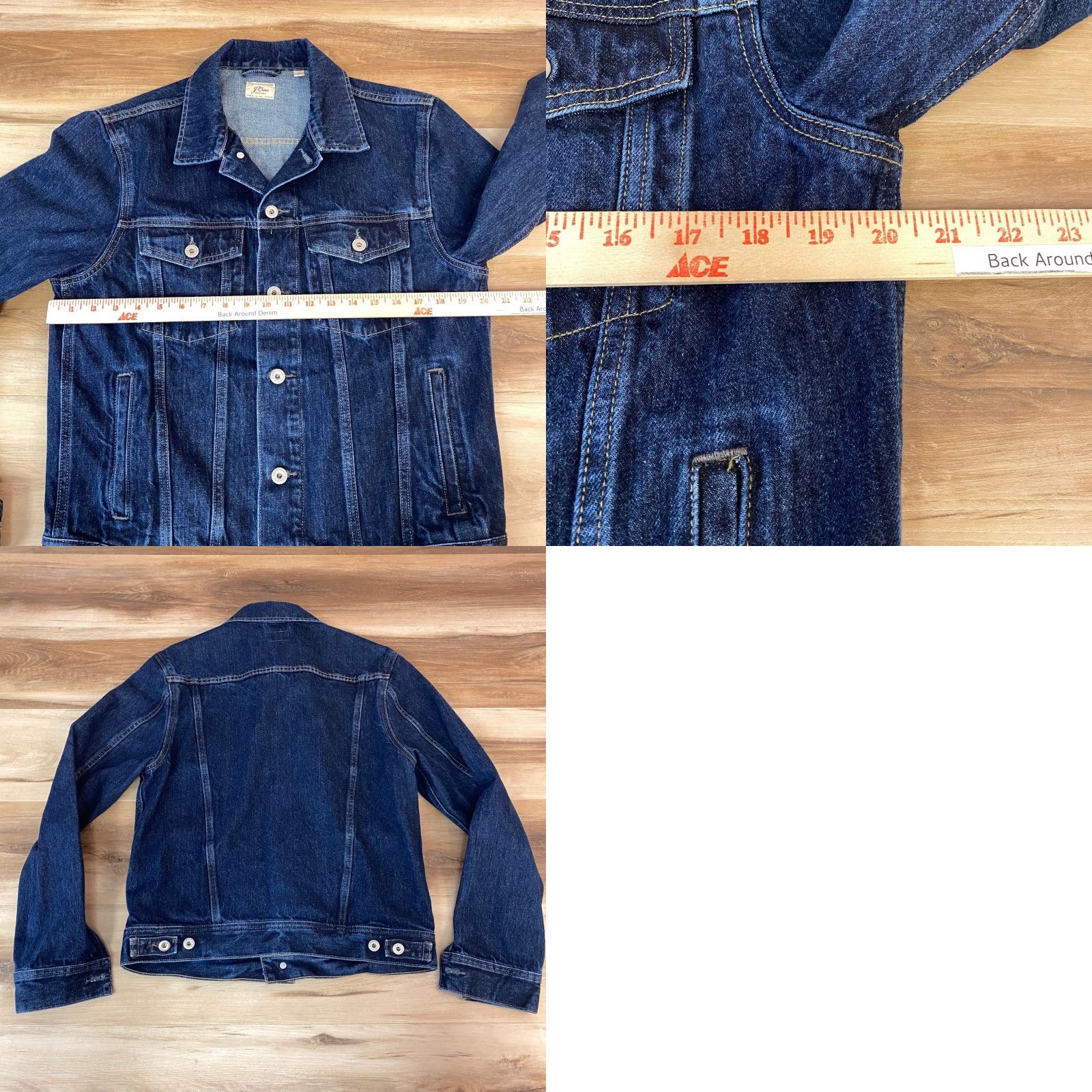 Denime J Crew Jacket Denim Trucker Mens Dark Wash Button-Down Short Length Blue Regular Size S | Casual Size US 29 - 8 Thumbnail