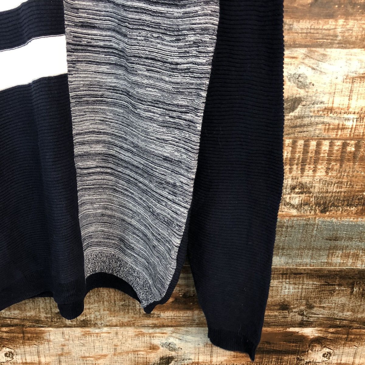Homespun Knitwear × Japanese Brand The TK Shop Grey patchwork design Knitwear #A1540 Size US M / EU 48-50 / 2 - 8 Thumbnail