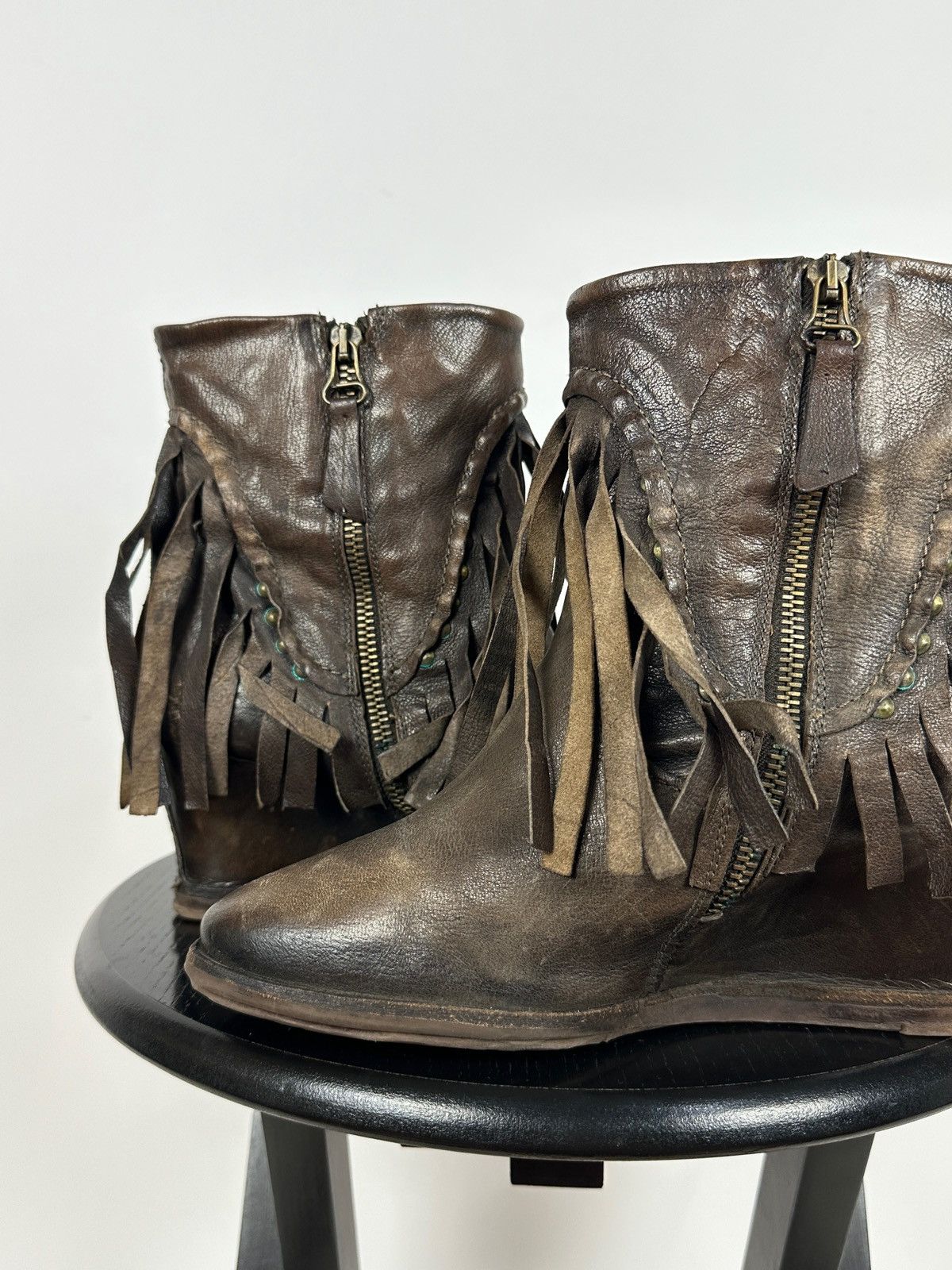 A.S.98 A.S.98. Airstep Leather Fringe Ankle Boho Western Boots Size US 7 / IT 37 - 19 Thumbnail