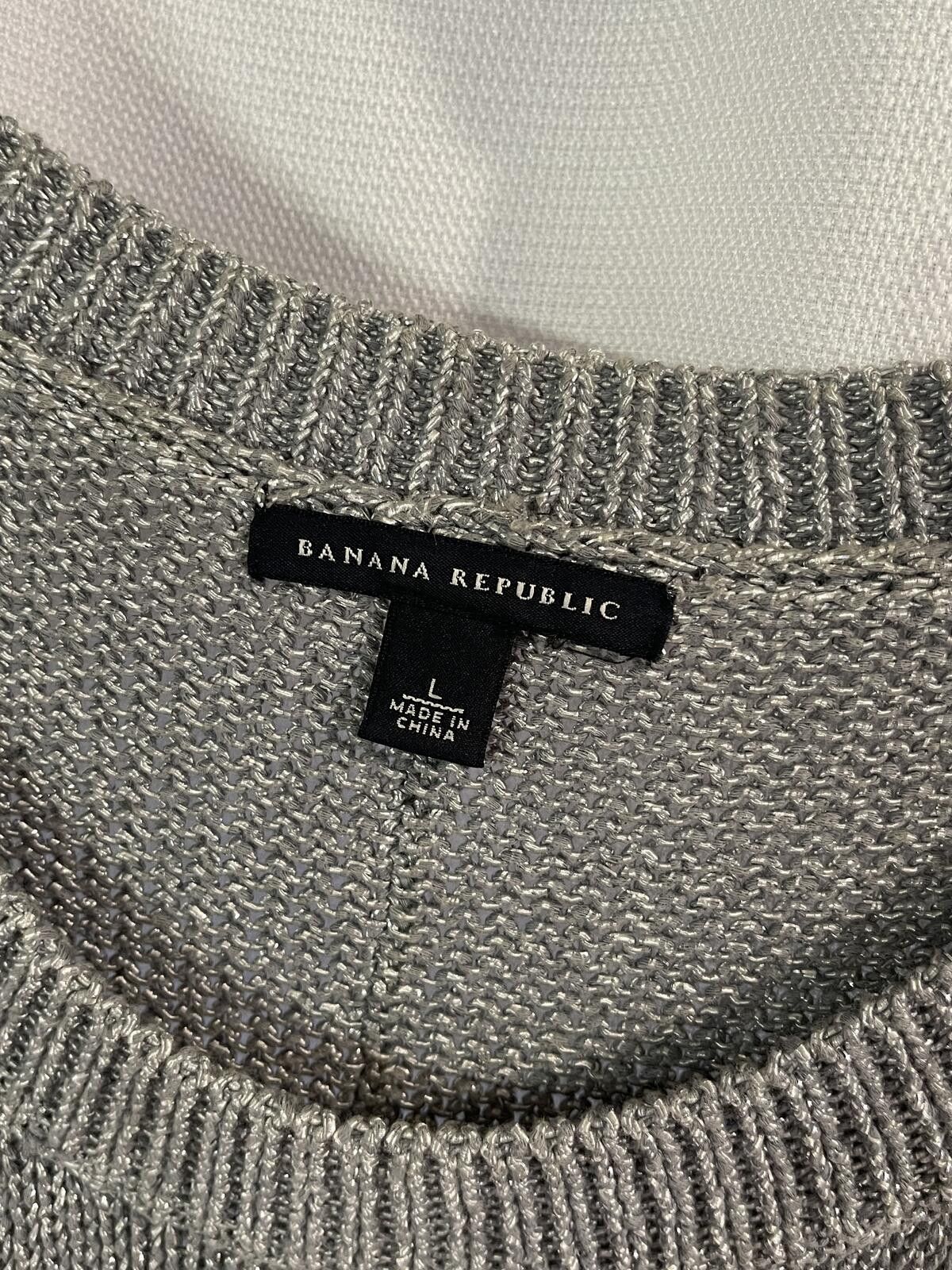 Banana Republic Banana Republic Gray Knit Short Sleeve Sweater Top Large Size L / US 10 / IT 46 - 1 Thumbnail