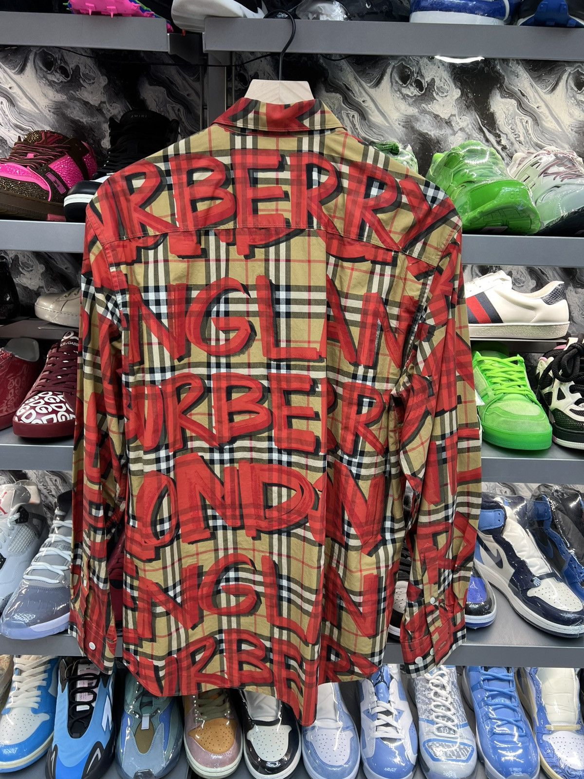 Burberry Burberry Red Check Graffiti Button Up Size US L / EU 52-54 / 3 - 7 Thumbnail