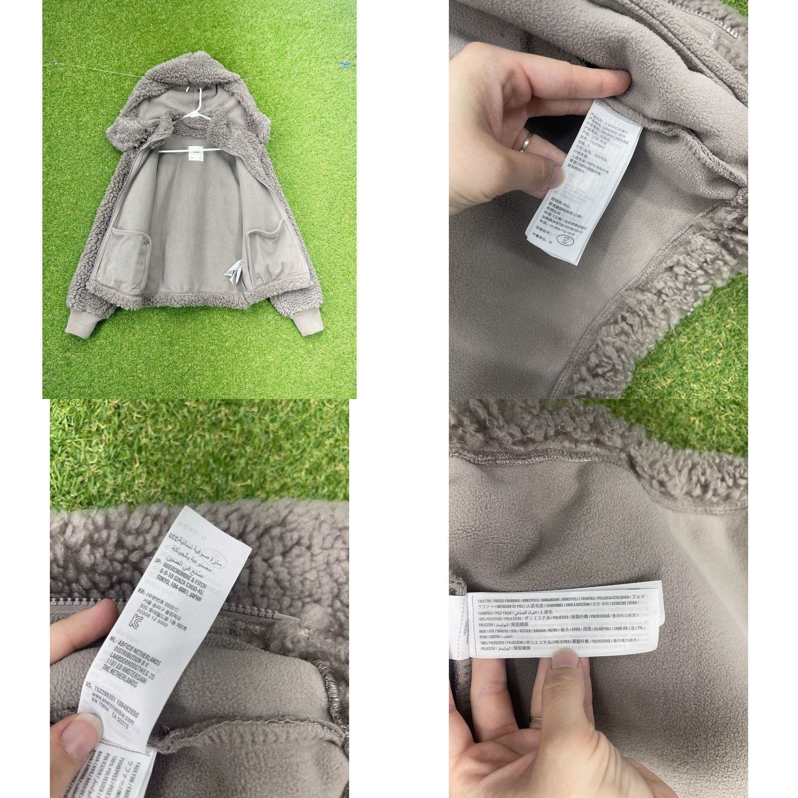 Abercrombie & Fitch VINTAGE Abercrombie & Fitch Jacket Womens Small Teddy Deep Pile Hoodie Full Zip Sherpa Gray 80s 90s College Preppy Size S / US 4 / IT 40 - 8 Thumbnail