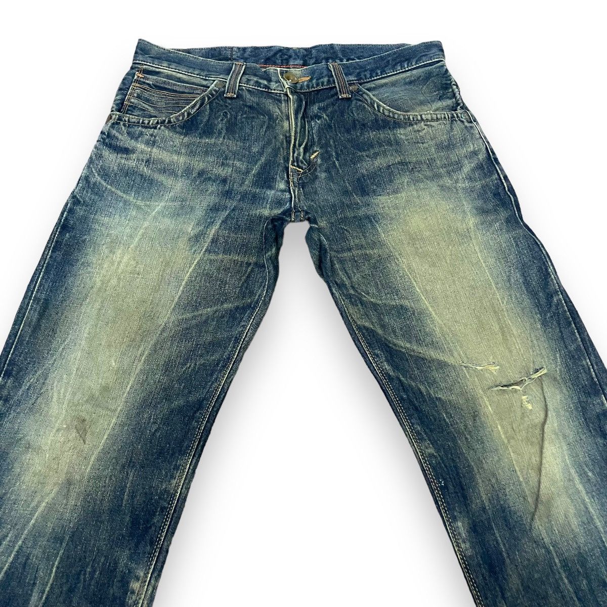 Edwin × Vintage 🇯🇵 EDWIN EXCLUSIVE VINTAGE WASHED LEATHER POCKET DENIM PANTS Size US 34 / EU 50 - 3 Thumbnail
