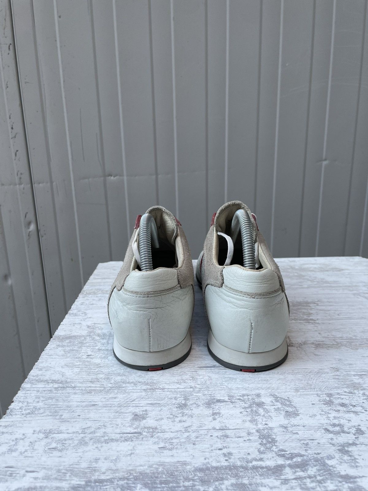 Miu Miu × Prada Vintage Italy Made 🇮🇹 Prada 3200 Red Stripe Leather Sneakers Size US 9.5 / IT 39.5 - 9 Thumbnail