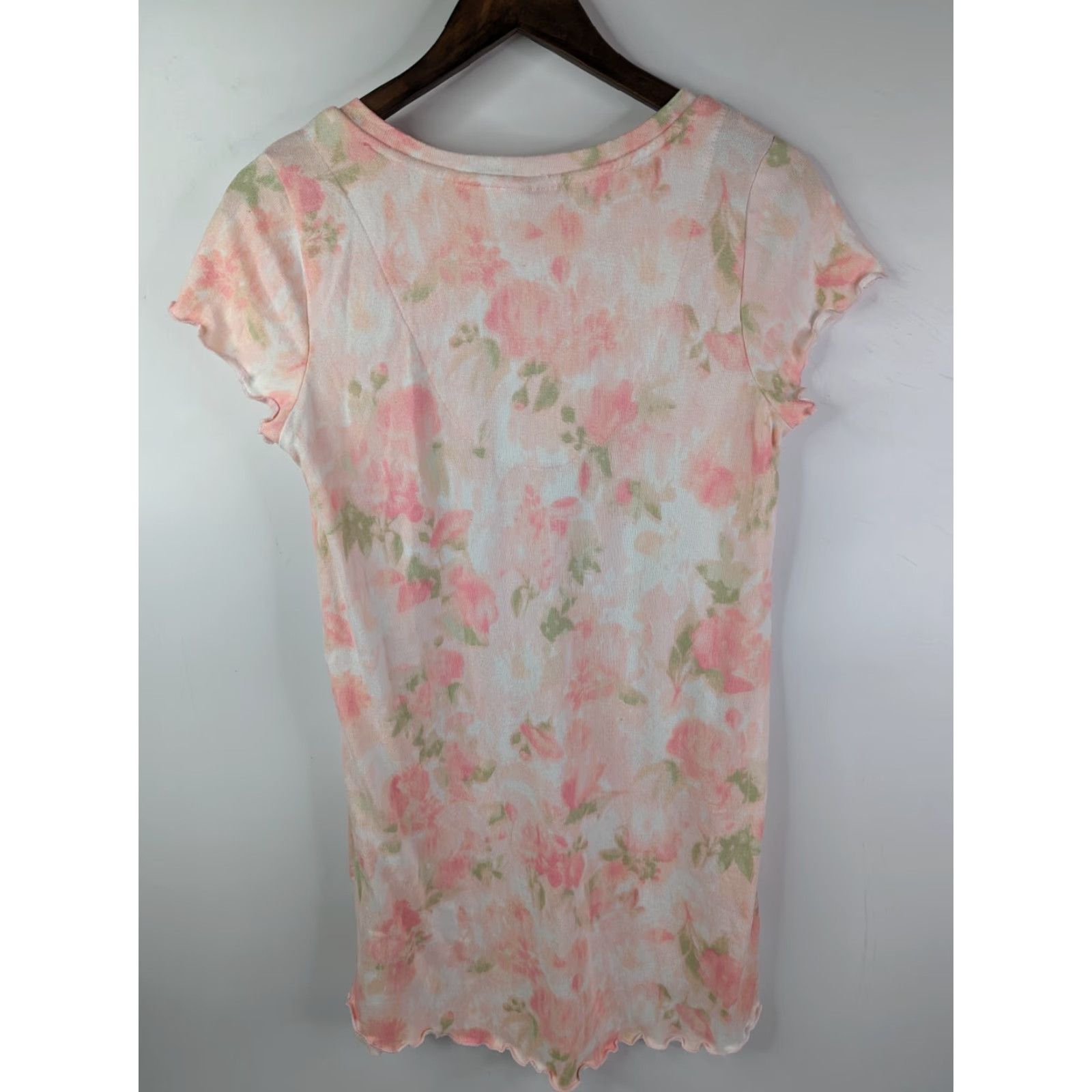 Laura Ashley Laura Ashley Pajamas Shirt Sleepshirt Women's Medium Pink Floral V-Neck Short Sleeve Pullover Polyester/Cotton Dream Shirt Womens Size ONE SIZE - 4 Thumbnail