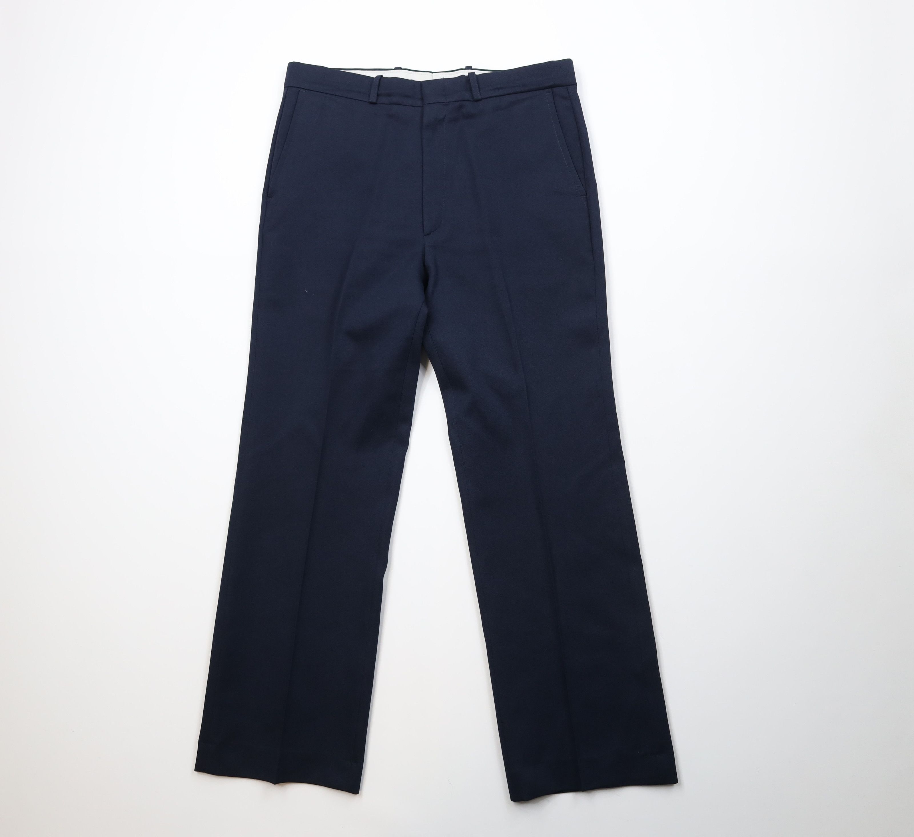 Vintage Vintage 70s Streetwear Flared Wide Leg Chino Pants Navy Blue Size US 34 / EU 50 - 1 Thumbnail