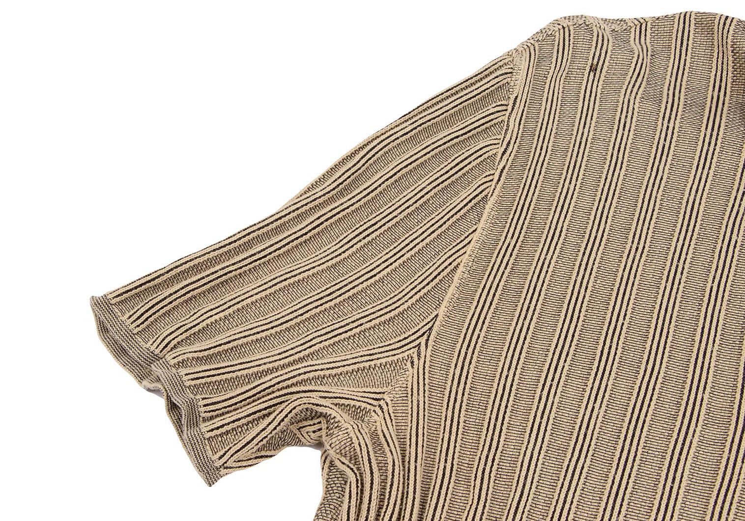 Hermes Cotton Stripe Knit Polo Shirt in Beige and Black Size US M / EU 48-50 / 2 - 8 Thumbnail