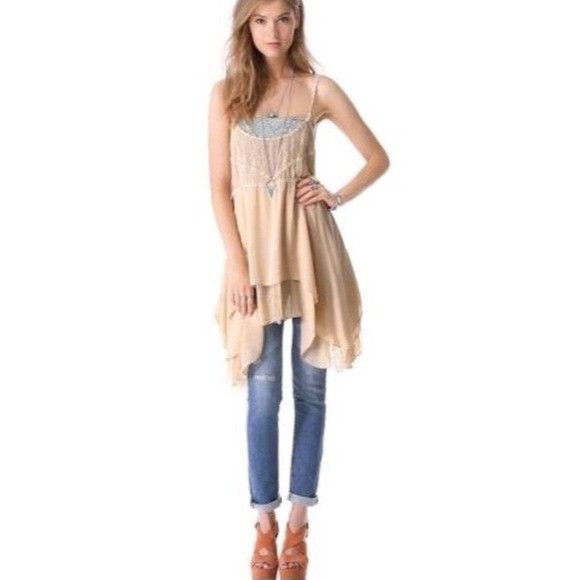 Free People RARE Free People Pieced Together Mini Slip Dress| Boho Indie Size L / US 10 / IT 46 - 14 Thumbnail