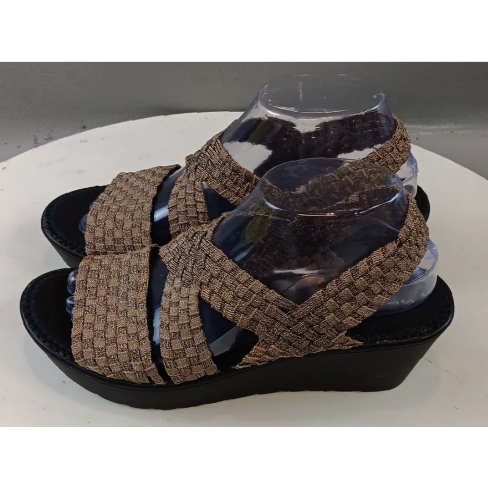 Steve Madden VINTAGE Steven by Steve Madden Wedge Sandals Women's 8.5 Gold Stretch New Size US 9 / IT 39 - 5 Thumbnail