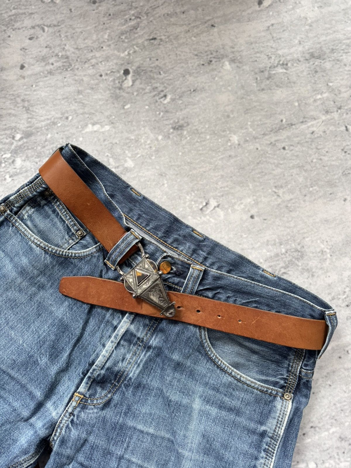 Japanese Brand × Vintage Vintage belt Avant-Garde leather brown Size ONE SIZE - 1 Thumbnail
