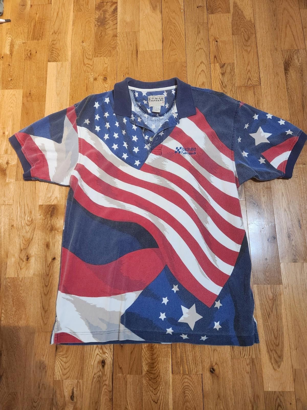 Designer Cotton Traders Size American Flag Cotton Polo Shirt Mens L Size US L / EU 52-54 / 3 - 1 Thumbnail