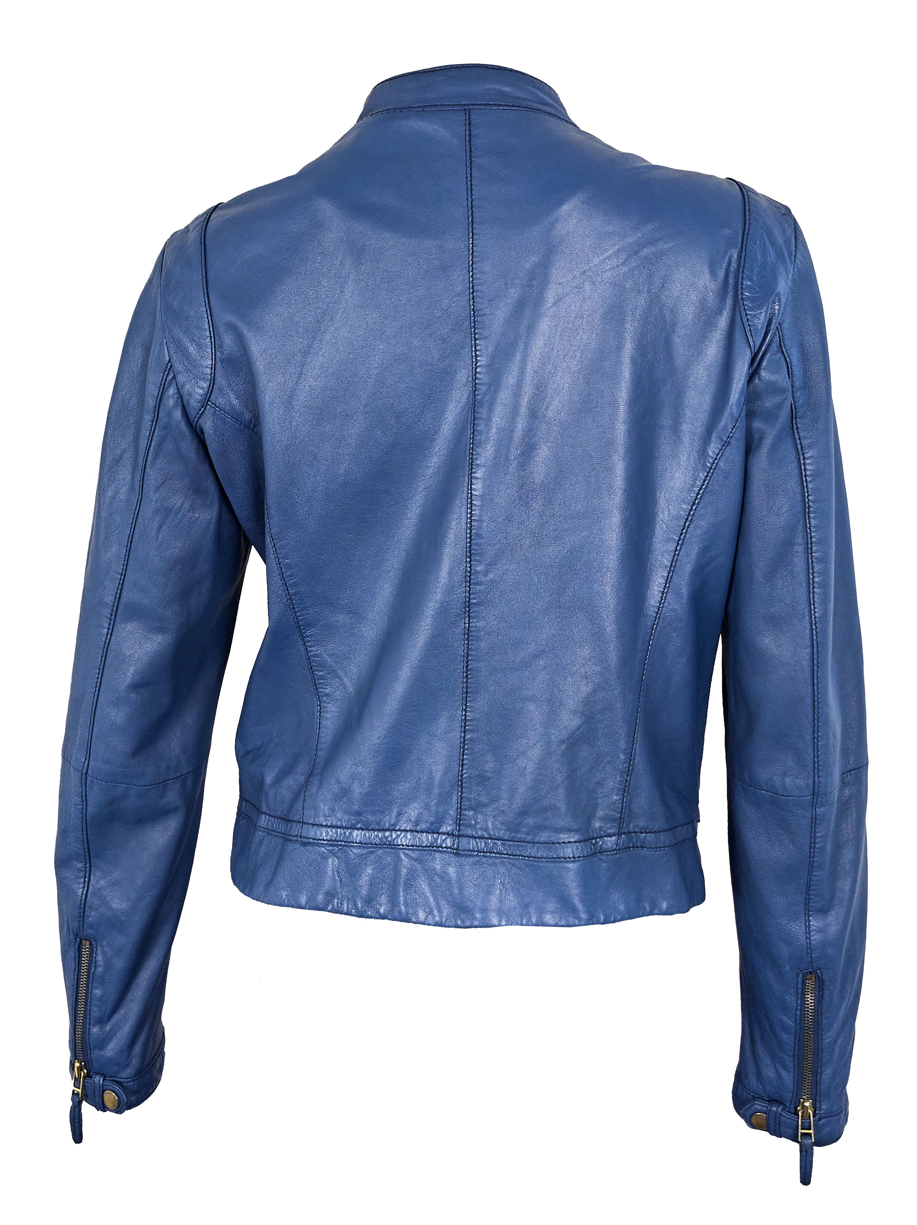 Massimo Dutti Massimo Dutti women's blue leather jacket Size L / US 10 / IT 46 - 7 Thumbnail