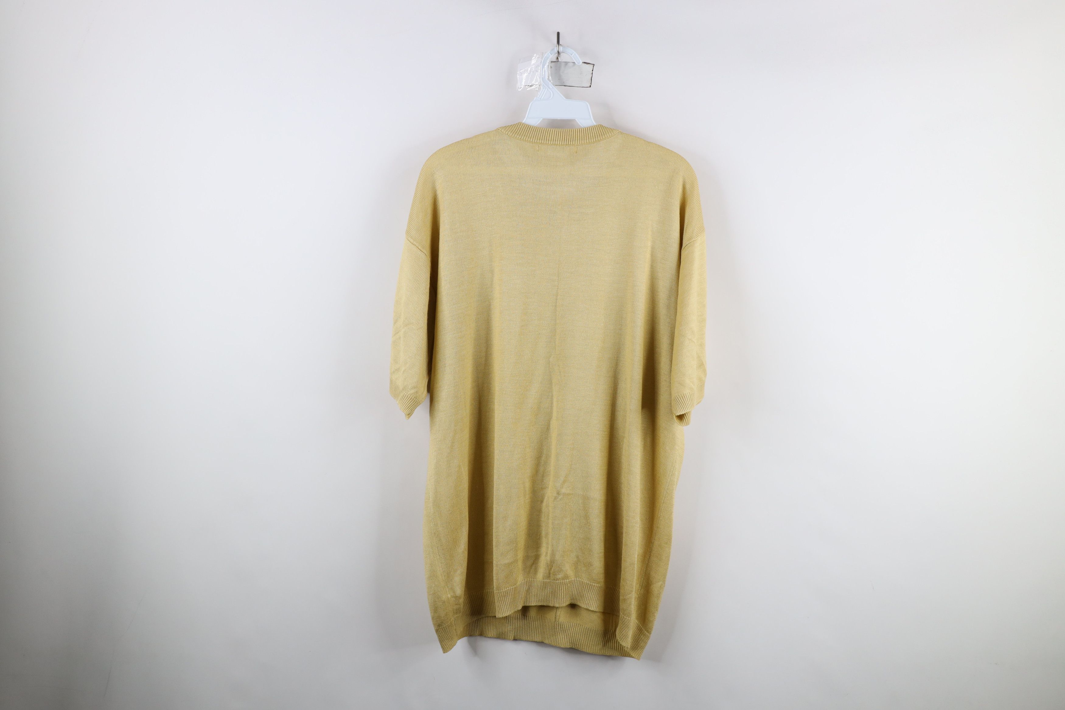 Vintage Vintage 90s Streetwear Knit Short Sleeve Sweater Gold Size US L / EU 52-54 / 3 - 7 Thumbnail