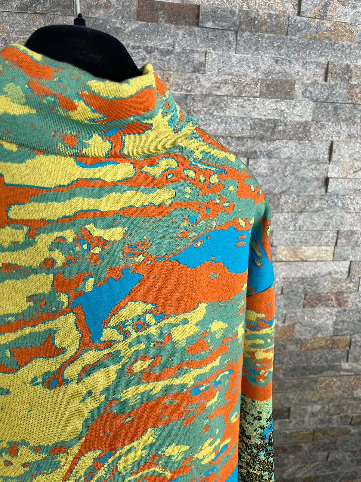 ELN High Neck Digital Camo Sweater in Multicolor