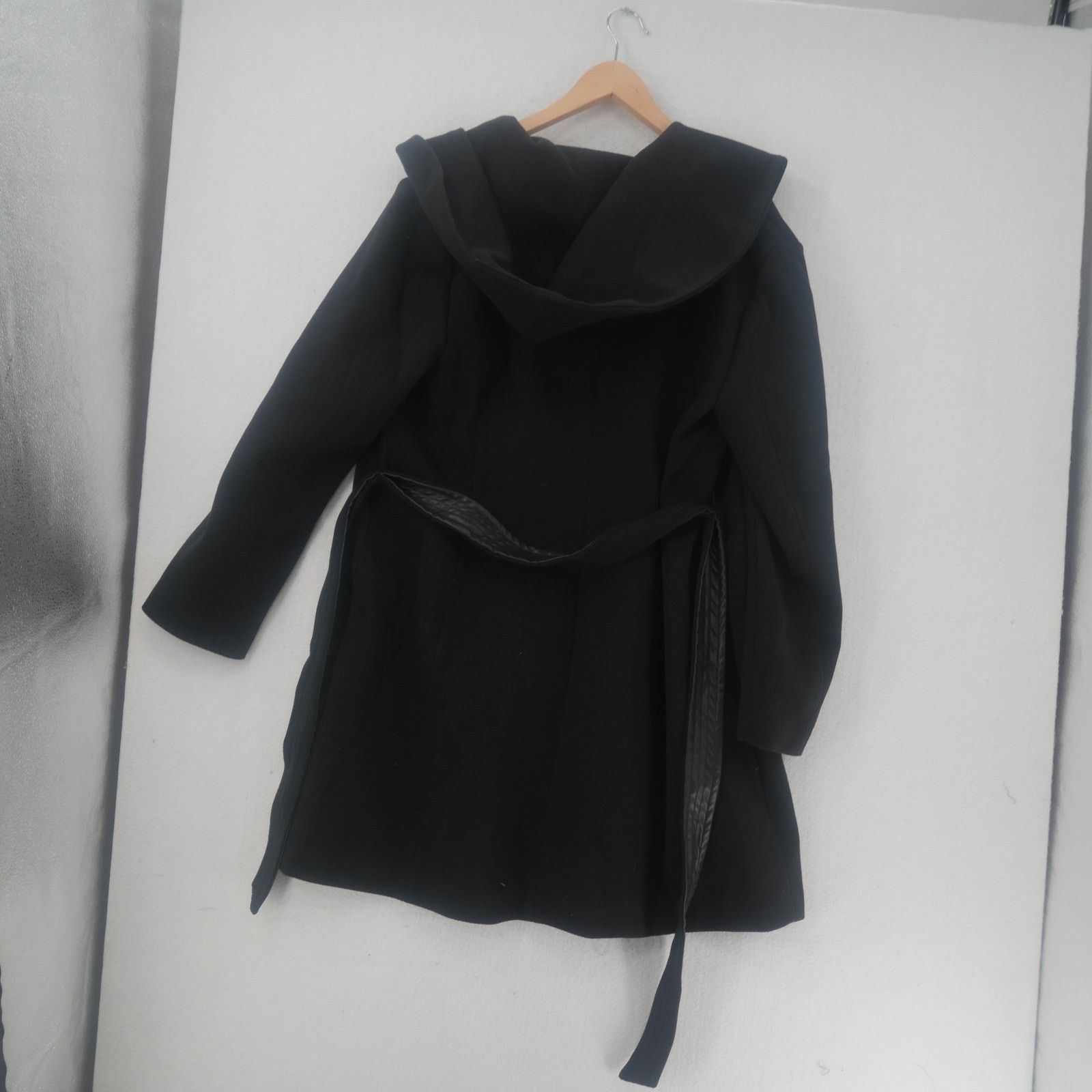 Cole Haan NEW Cole Haan Women's 14 Belted Hooded Long Coat Black Size XL / US 12-14 / IT 48-50 - 8 Thumbnail