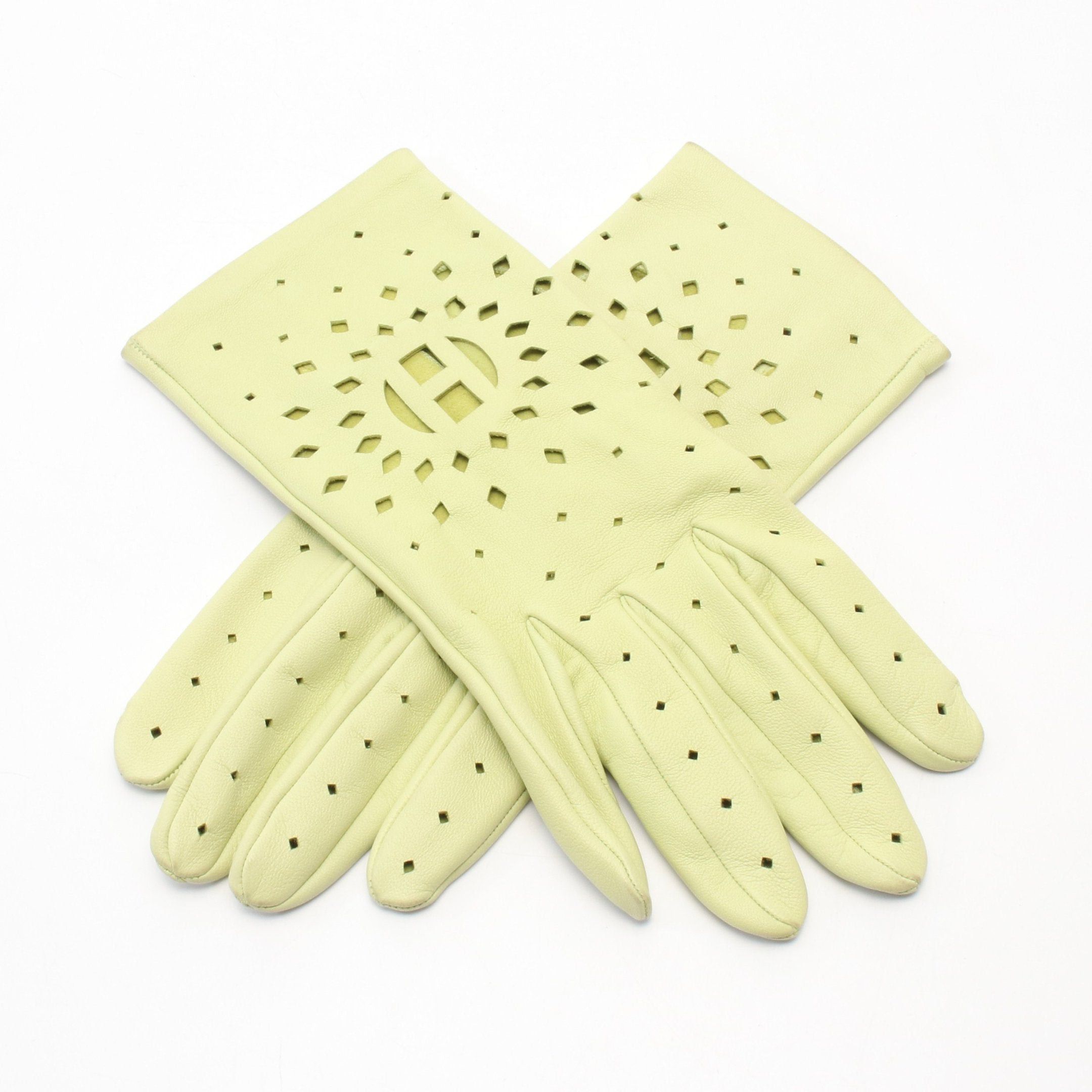 Hermes Hermes Gloves Glove Lambskin Yellow-Green Size ONE SIZE - 1 Thumbnail