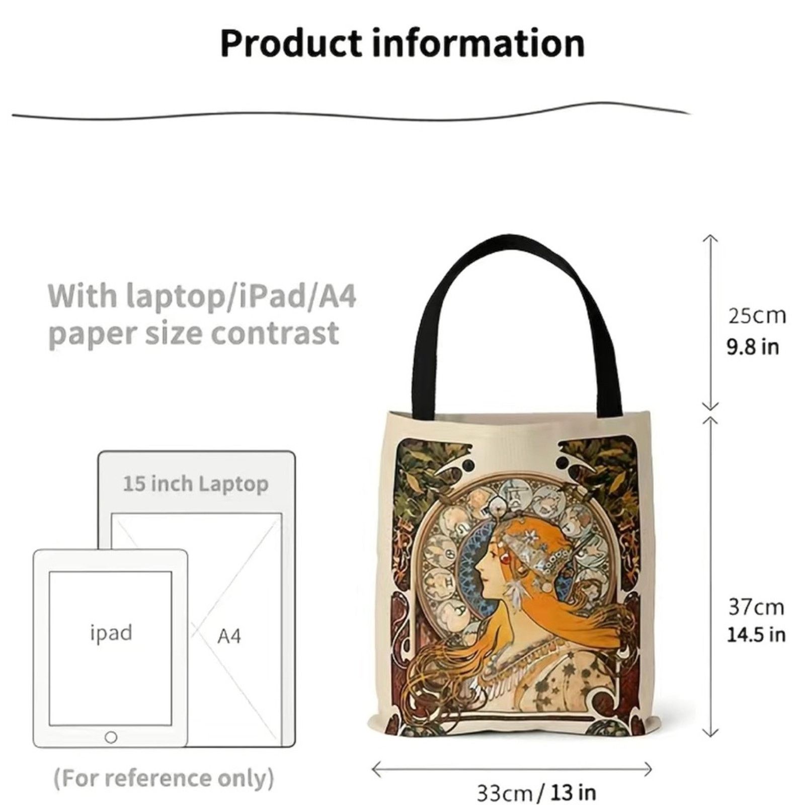 Other Bohemian witchy cottage core Canvas lightweight tote Retro Size ONE SIZE - 9 Thumbnail