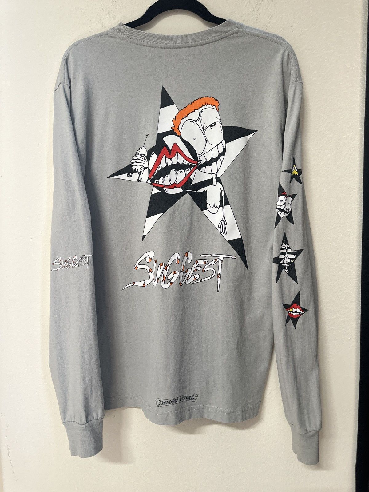 image of Chrome Hearts Matty Boy Suggest Graphic Longsleeve in Grey, Men's (Size Large)