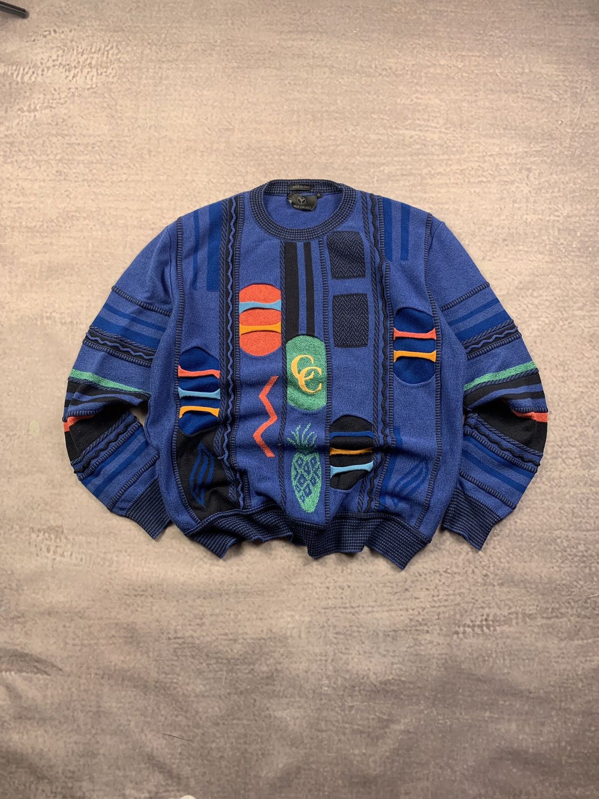 Carlo Colucci Vintage Coogi Style Sweater Carlo Colucci Knit 90s Y2K Cable Size US L / EU 52-54 / 3 - 1 Thumbnail