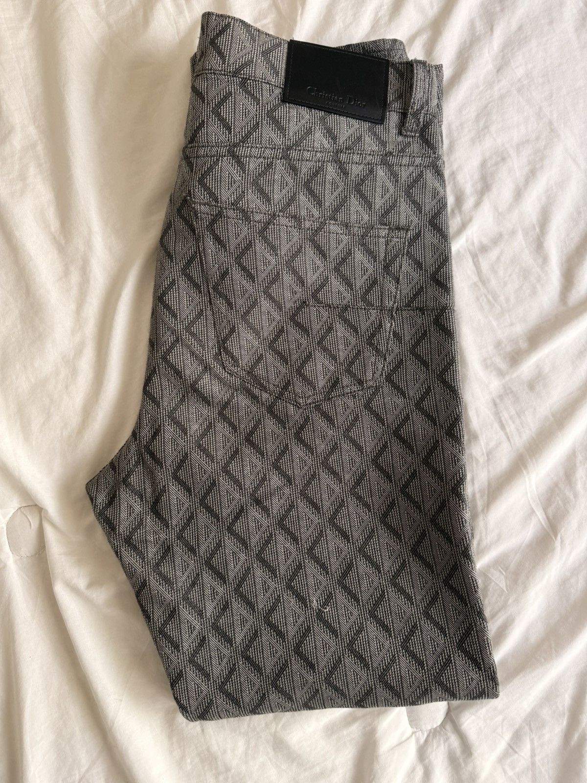 Christian Dior Monsieur Dior Men CD Diamond Grey Jacquard Straight Jeans - Size 30 Size US 30 / EU 46 - 2 Thumbnail