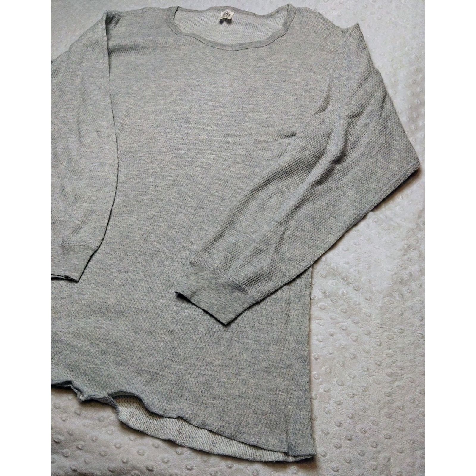 Vintage J.E. Morgan Vintage Long Johns Thermal Long Sleeve Waffle Shirt Sz 3XL Tall USA Gray Crew Neck Knit 90s Mens Shirt Size US XXL / EU 58 / 5 - 2 Thumbnail