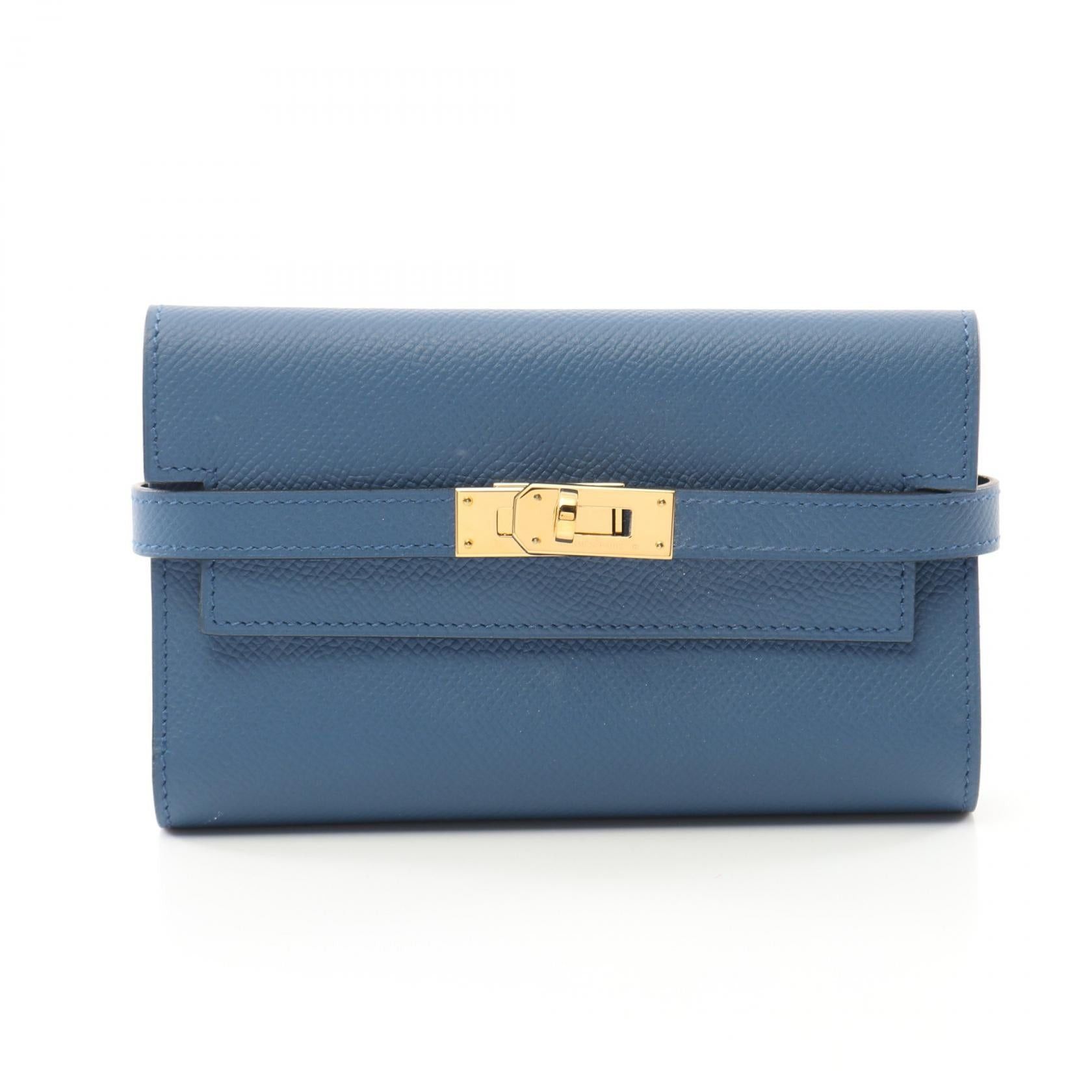 Hermes Hermes Kelly Wallet Medium Blue De Galis Trifold Veau Epsom Gold Hardware A Stamp Size ONE SIZE - 1 Thumbnail
