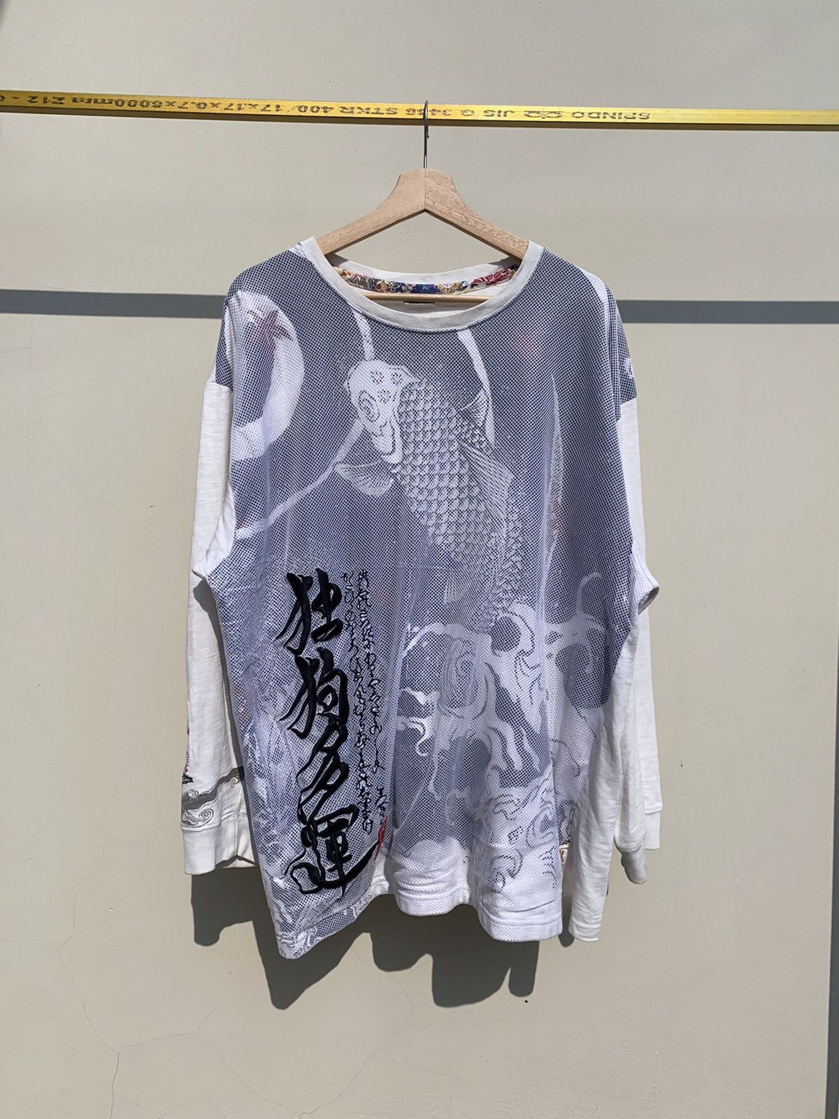 BUFFALO BOBS 1990s Dog Town - Sukajan Koi Embroidery Fishnet Tee Size US XL / EU 56 / 4 - 1 Thumbnail