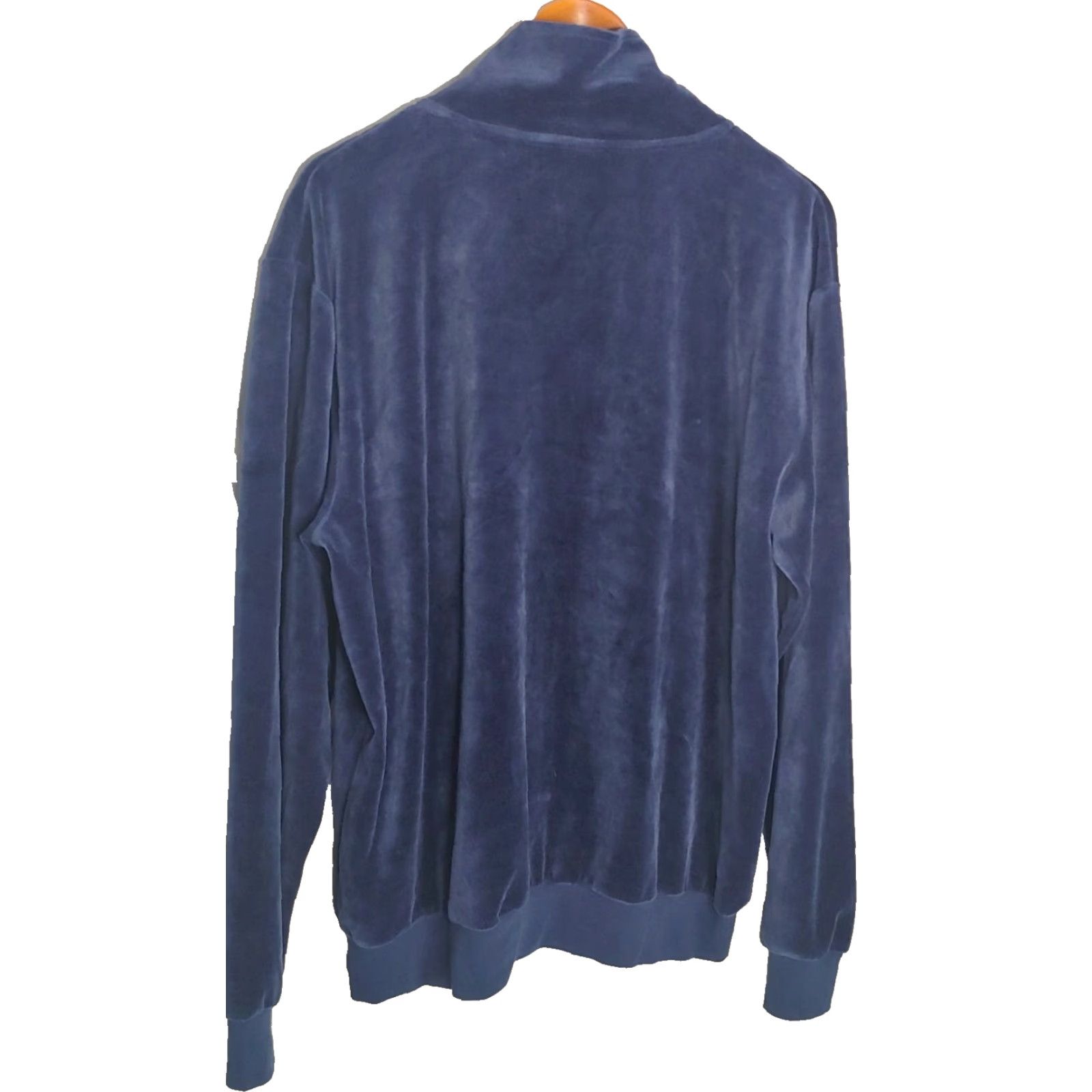 Blair VINTAGE John Blair Sweatshirt Large Blue Velour Jacket Retro Full Zip Grandpacore Mens Size US L / EU 52-54 / 3 - 4 Thumbnail