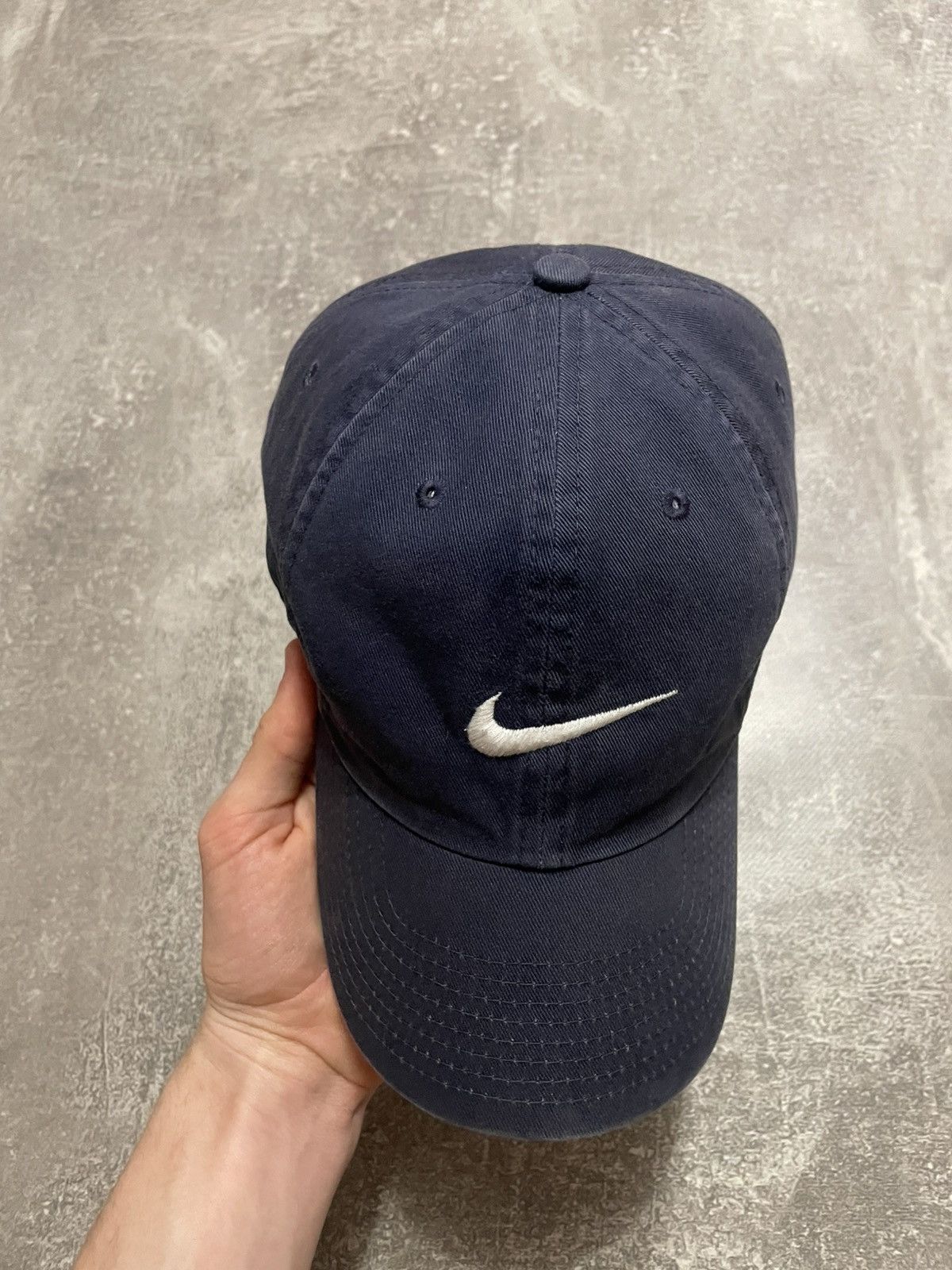 Nike × Vintage Vintage Nike Swoosh Logo Navy Blue Y2K Cap Hat Size ONE SIZE - 4 Thumbnail