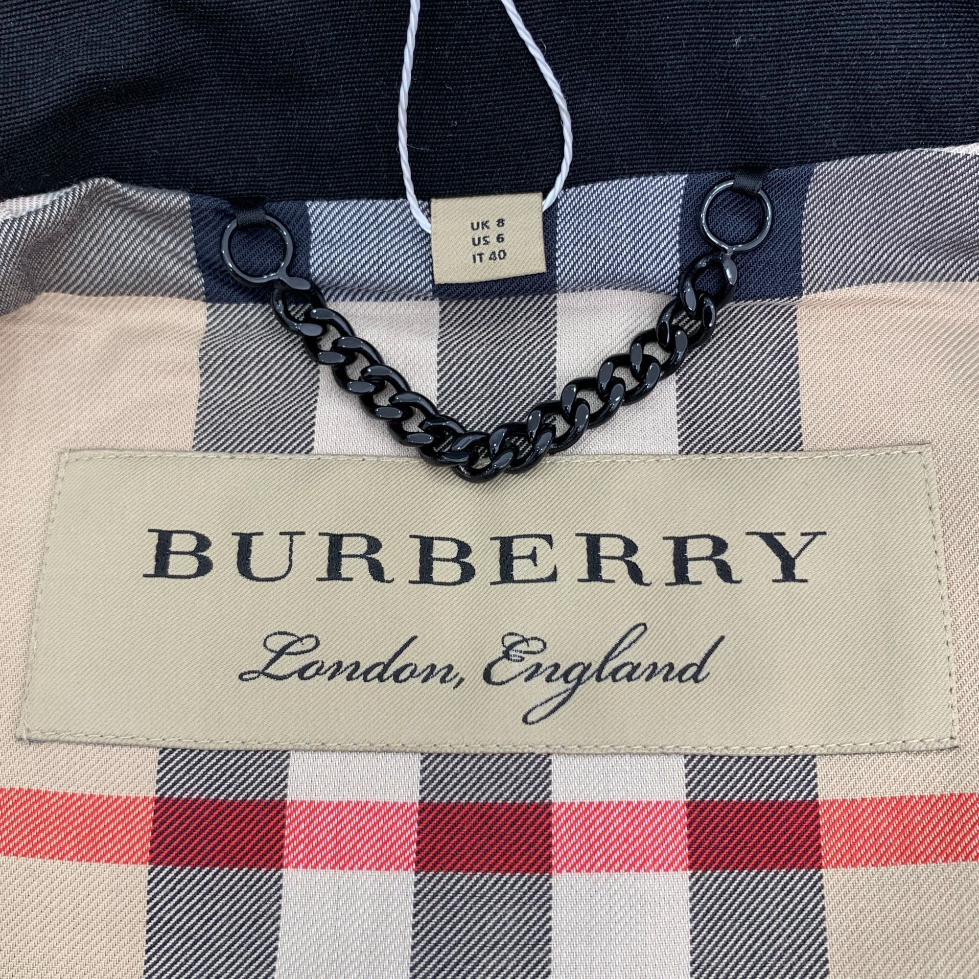 Burberry Burberry Black Cotton Double-Breasted Trench Coat (Size 40) Size M / US 6-8 / IT 42-44 - 2 Thumbnail